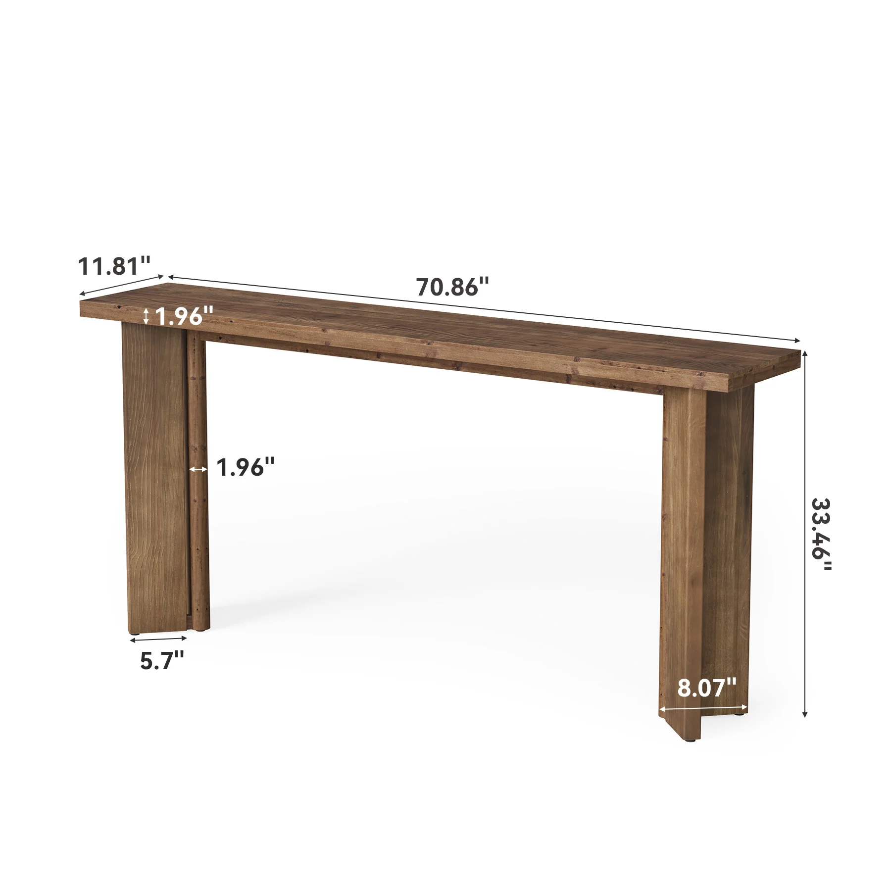 70.9" Console Table, Solid Wood Sofa Table Entryway Foyer Table - Image 2