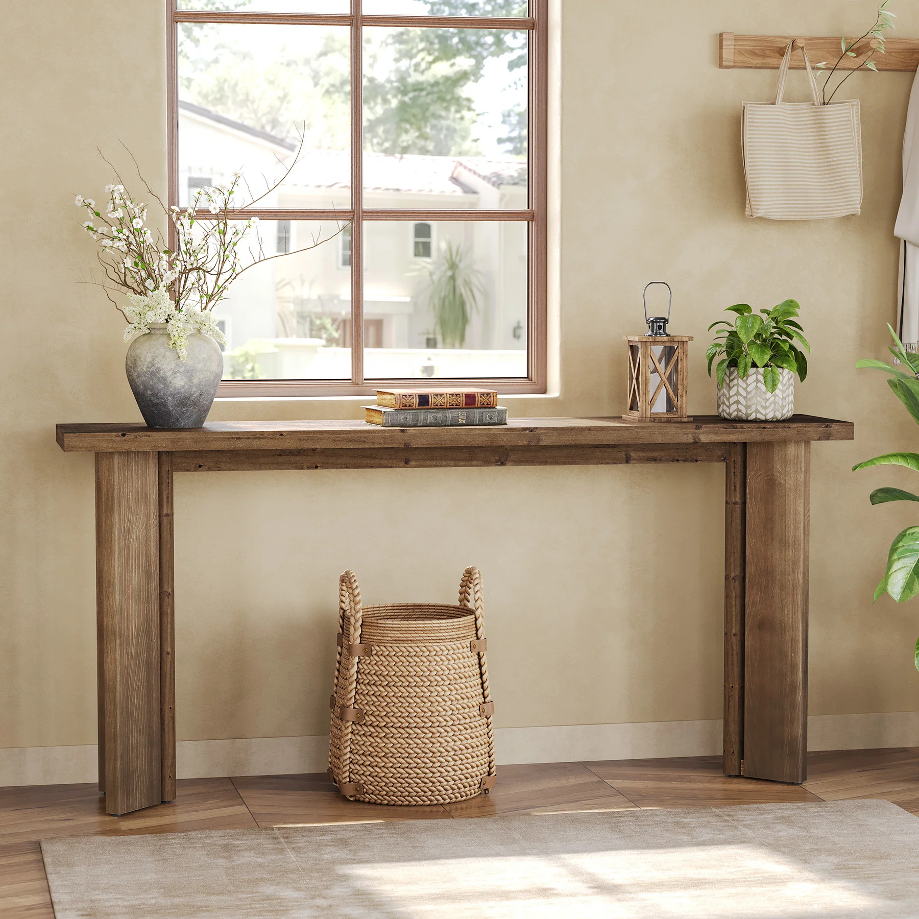 70.9" Console Table, Solid Wood Sofa Table Entryway Foyer Table - Image 3