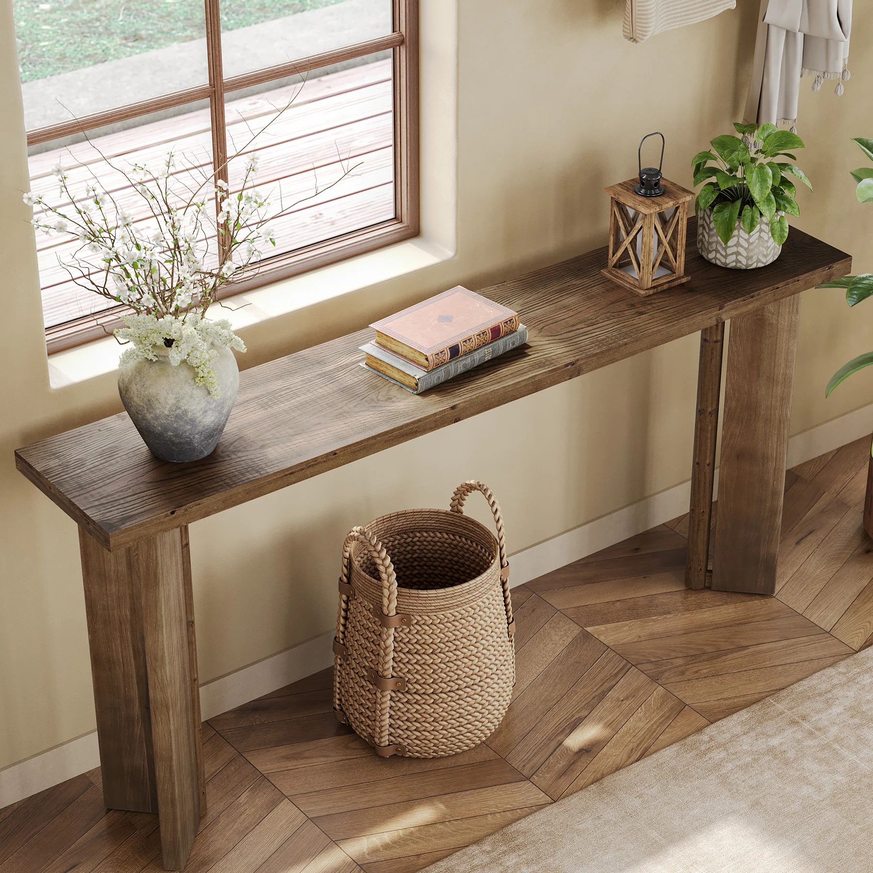 70.9" Console Table, Solid Wood Sofa Table Entryway Foyer Table - Image 4