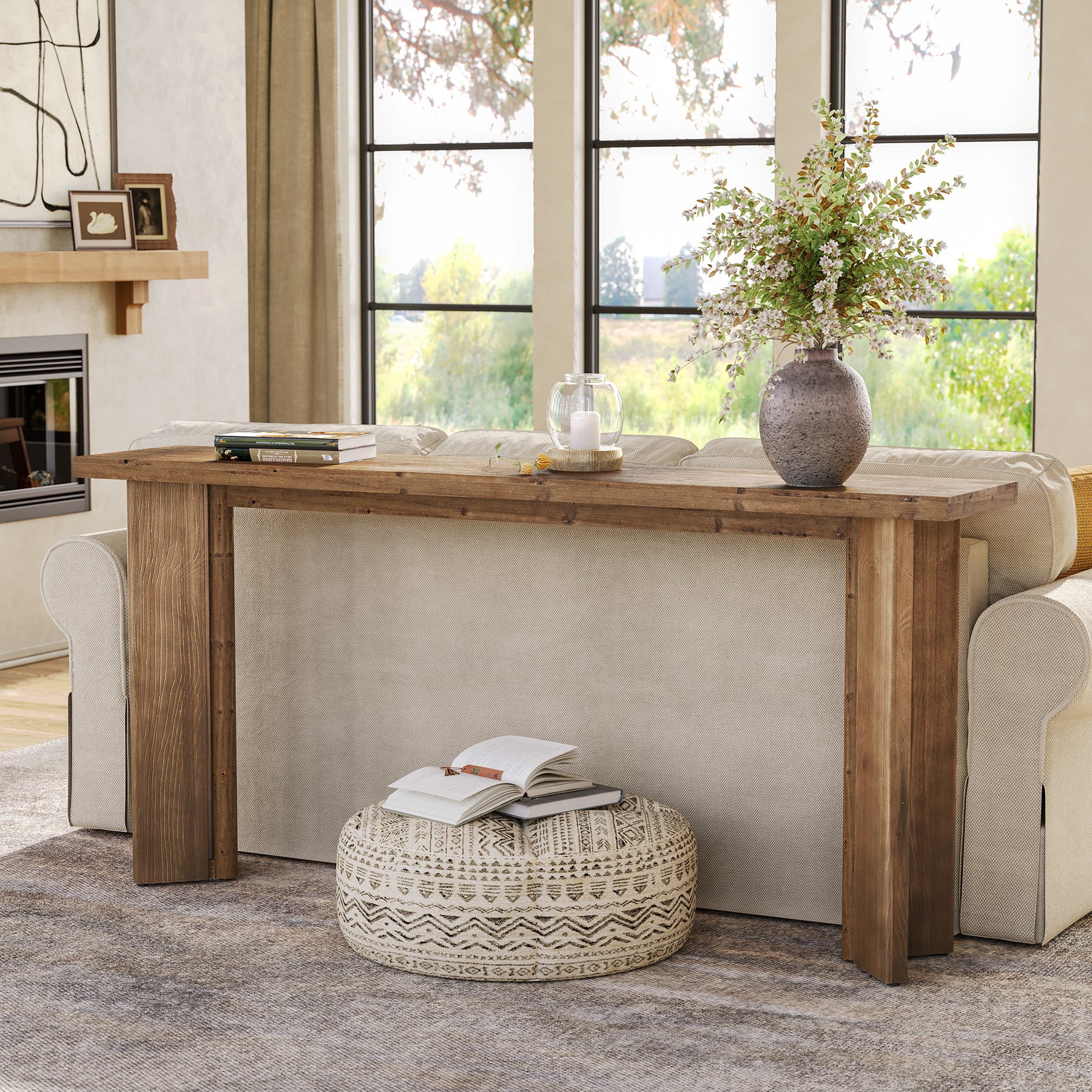 70.9" Console Table, Solid Wood Sofa Table Entryway Foyer Table - Image 6