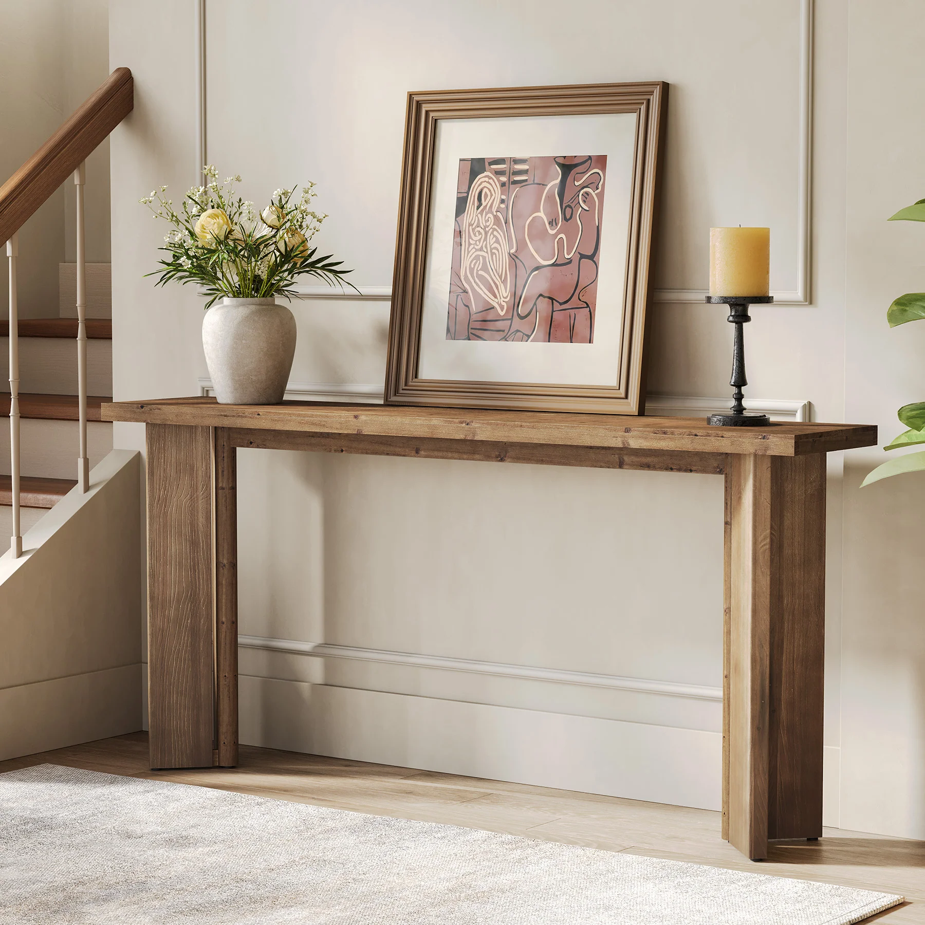 70.9" Console Table, Solid Wood Sofa Table Entryway Foyer Table - Image 7