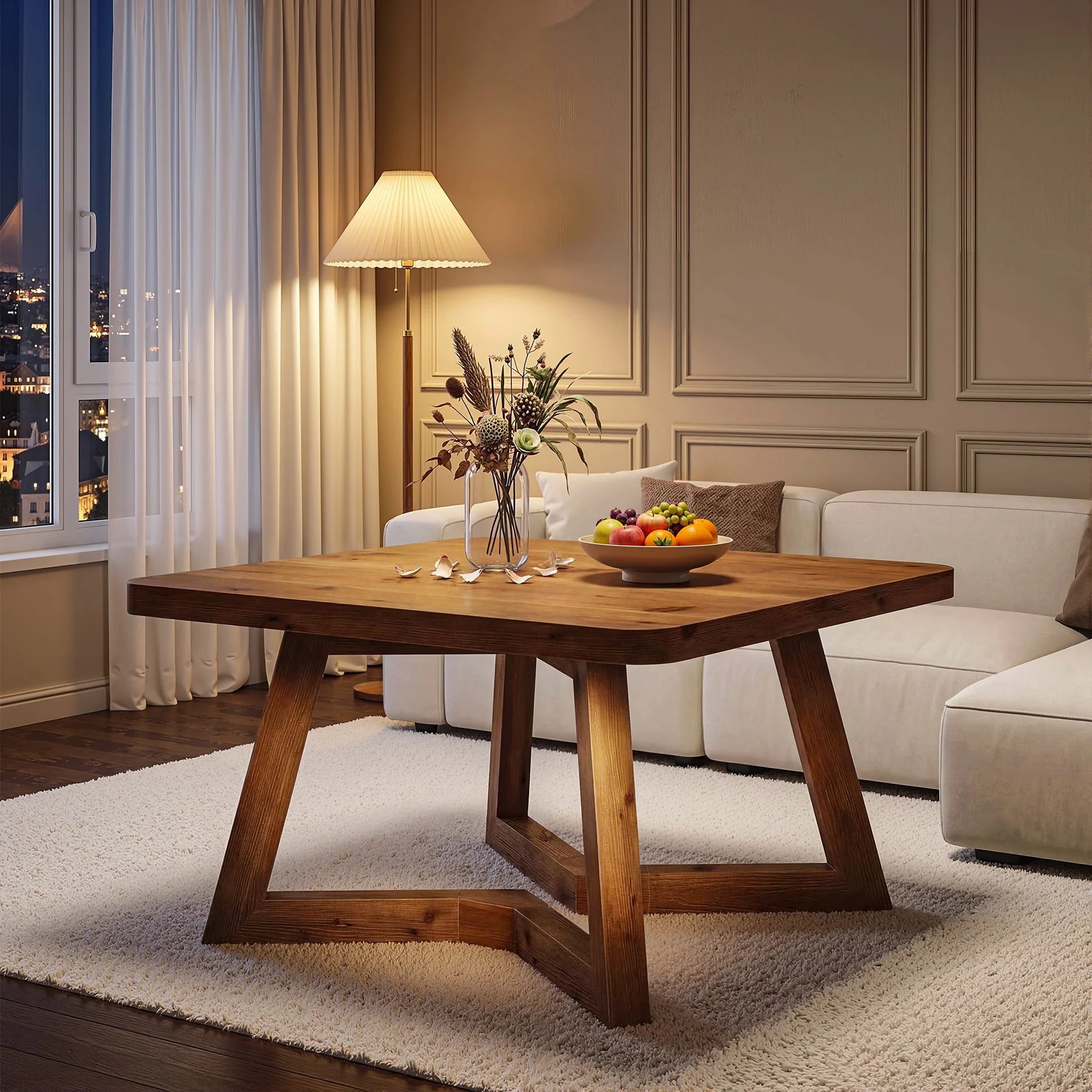 Solid Wood Square Coffee Table, 31.5" Simple Center Table for Living Room - Image 5