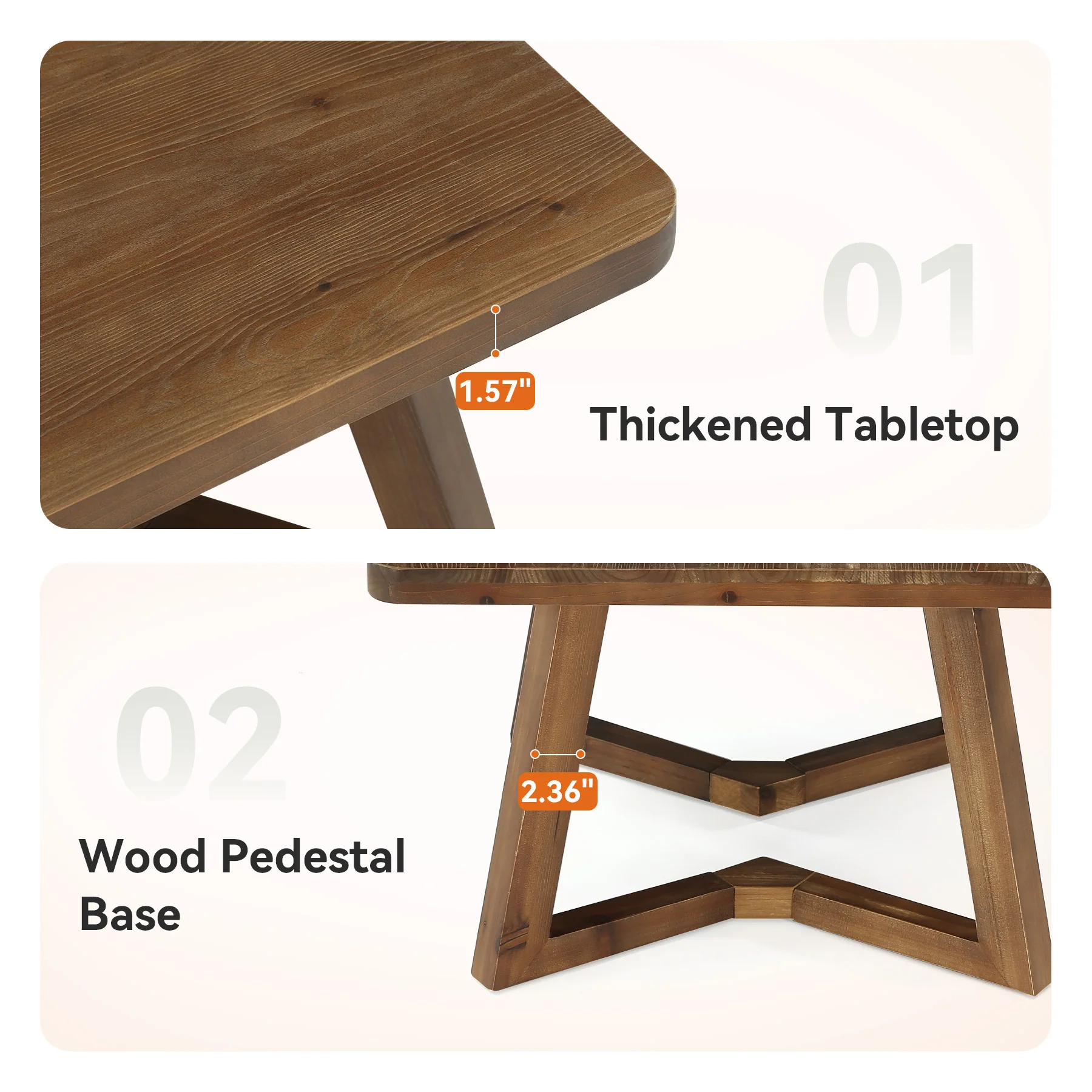 Solid Wood Square Coffee Table, 31.5" Simple Center Table for Living Room - Image 6