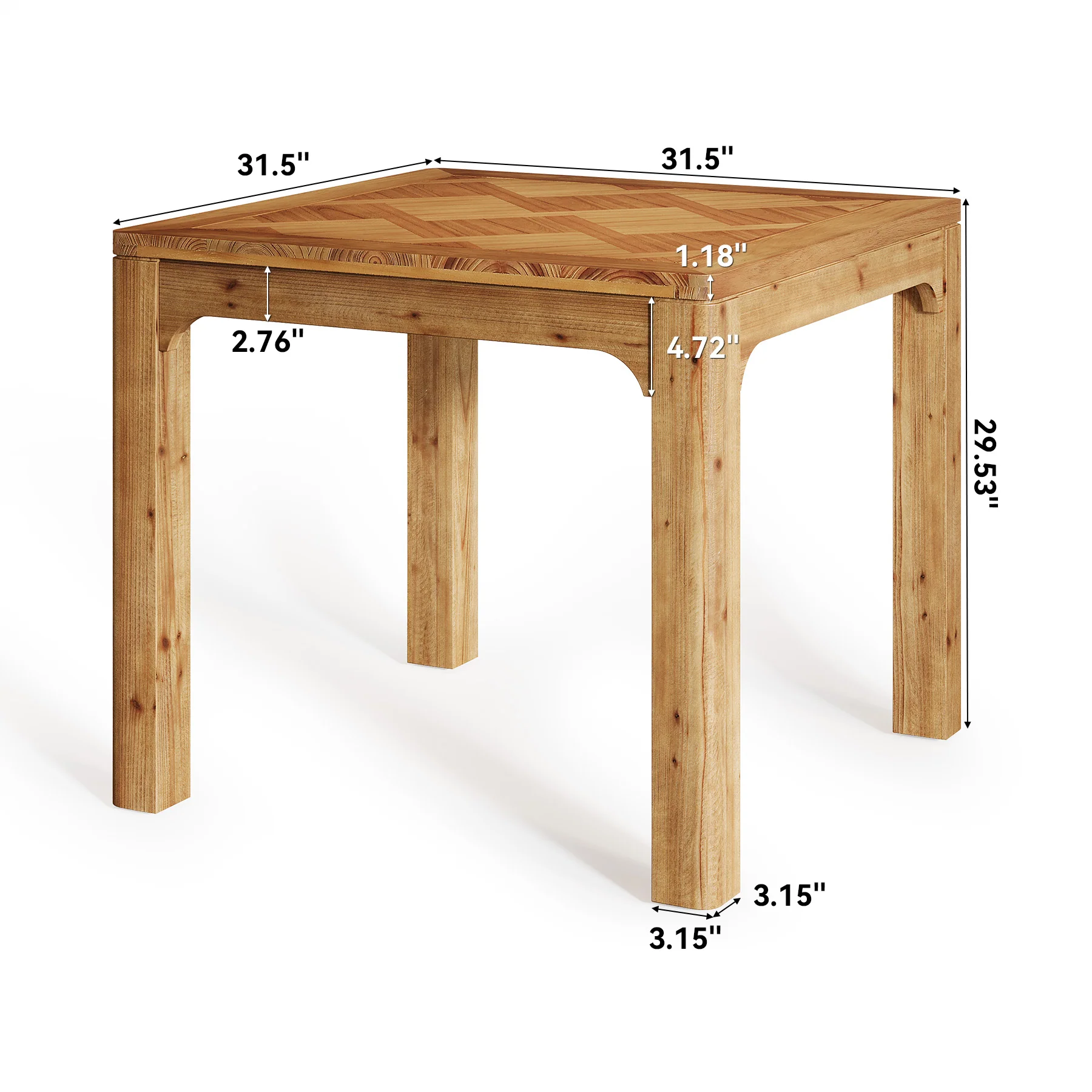 Solid Wood Square Dining Table, 31.5" Kitchen Table with 3D Textured Tabletop - Image 2