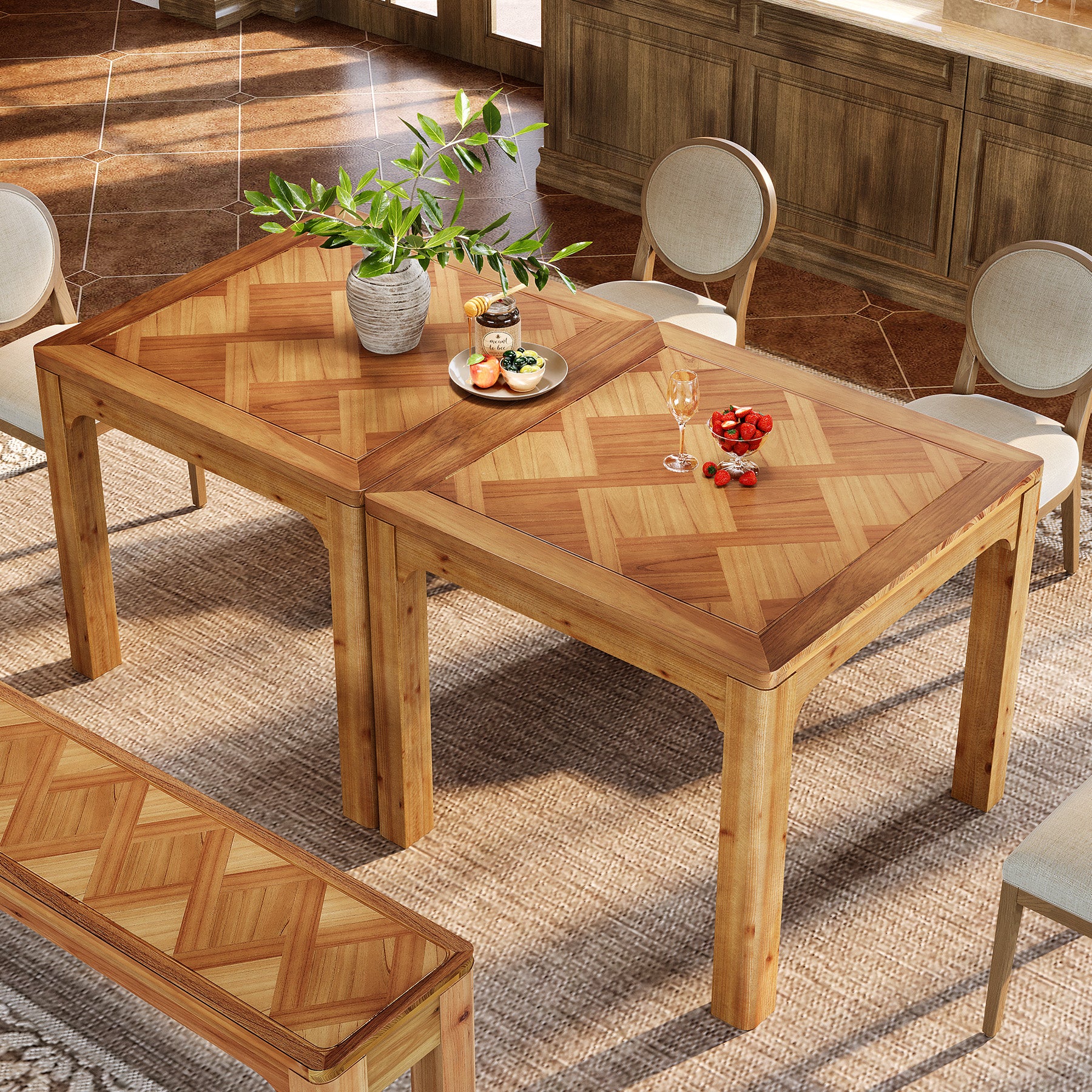 Solid Wood Square Dining Table, 31.5" Kitchen Table with 3D Textured Tabletop - Image 6