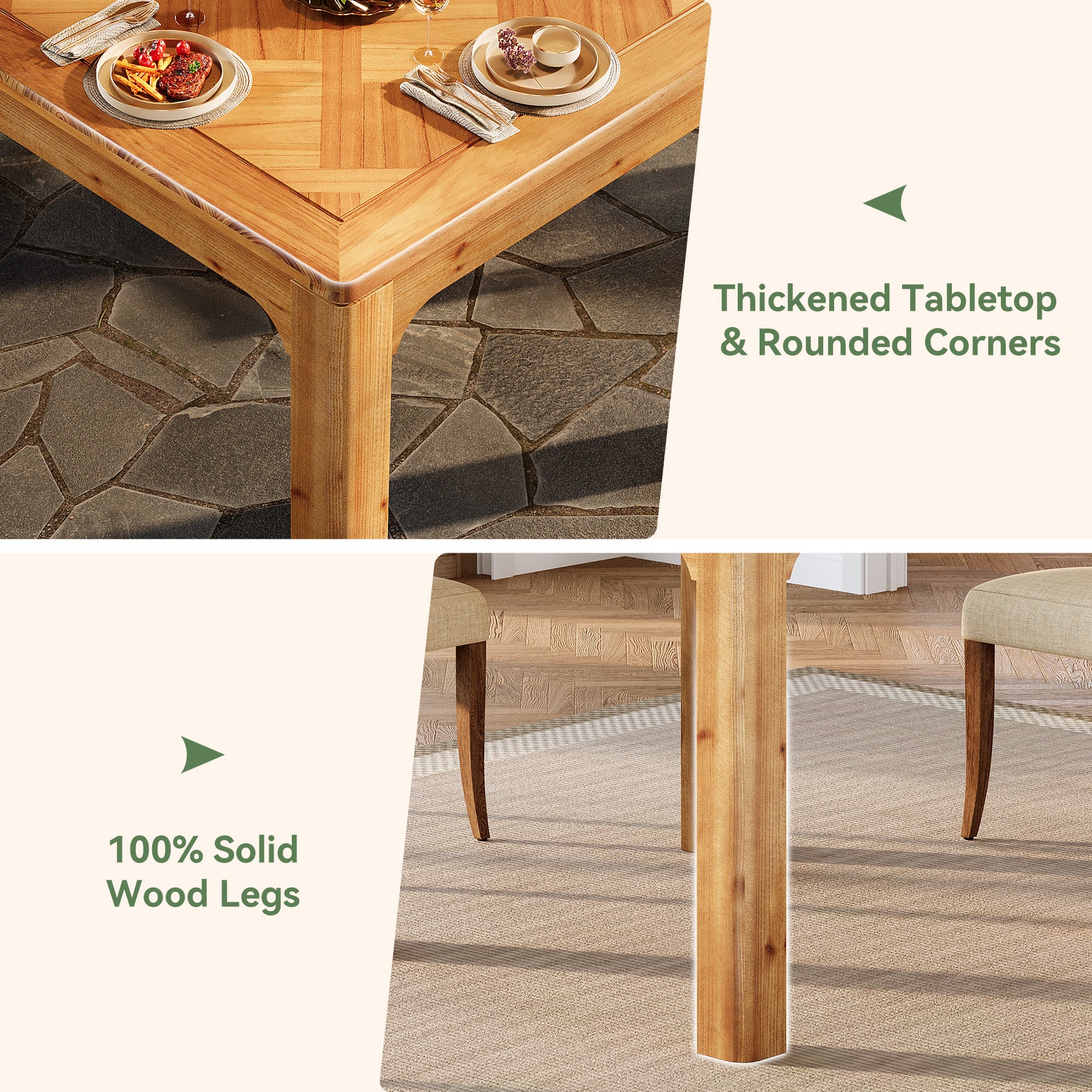 Solid Wood Square Dining Table, 31.5" Kitchen Table with 3D Textured Tabletop - Image 8