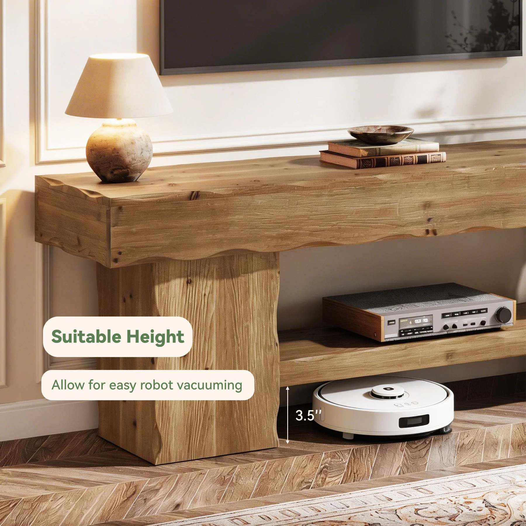 Solid Wood TV Stand for up to 75" TVs, 63" Media Console Entertainment with Shelves - Image 7