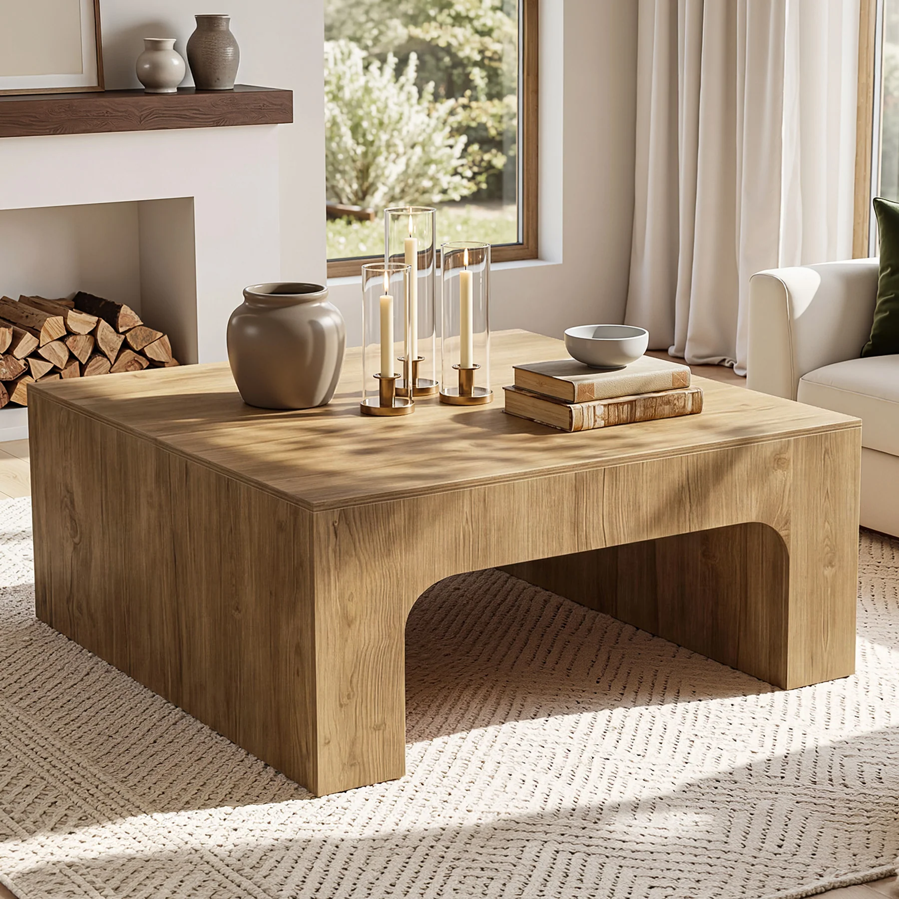 Tribesigns 39" Square Coffee Table, Wooden Farmhouse Center Table for Living Room