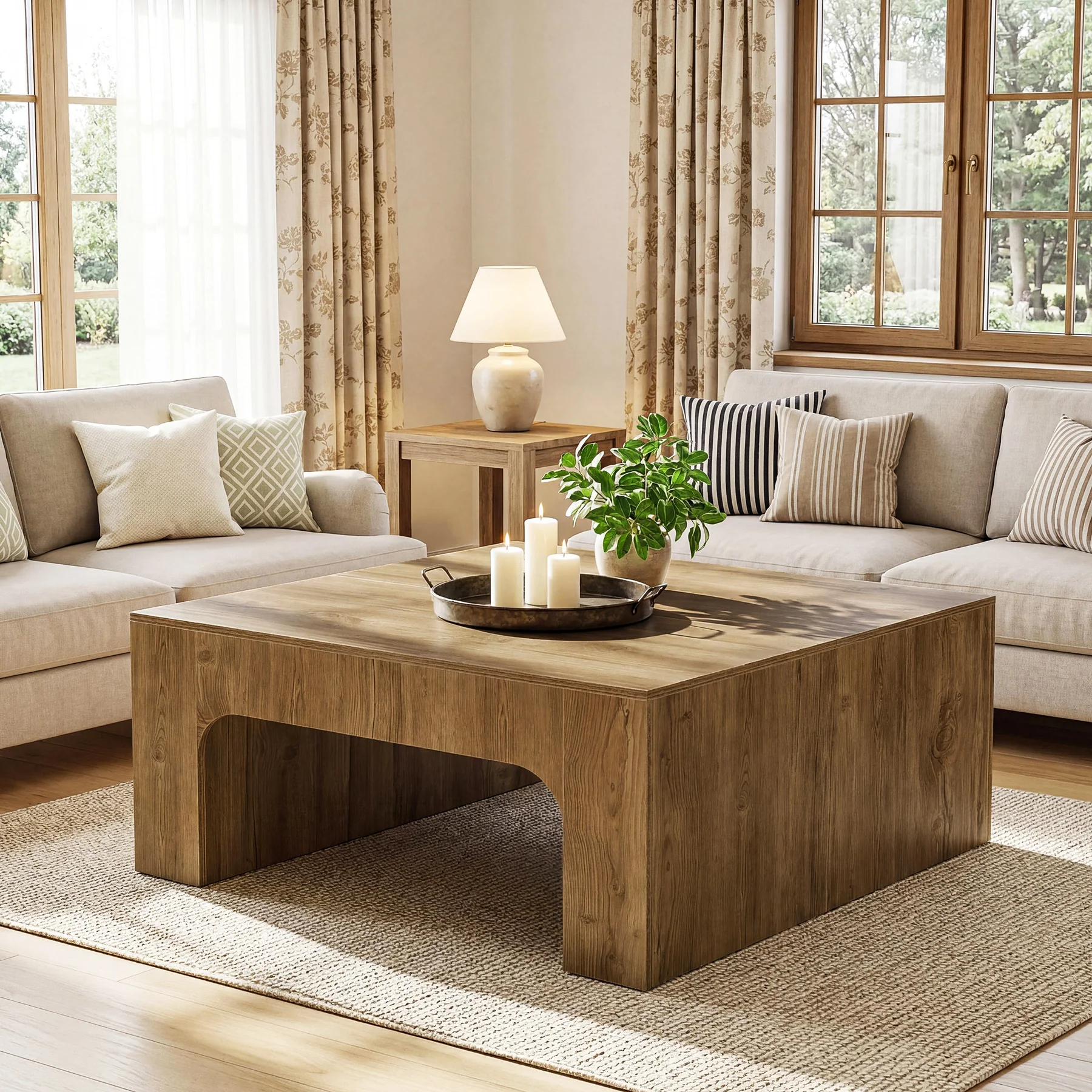 Tribesigns 39" Square Coffee Table, Wooden Farmhouse Center Table for Living Room - Image 10