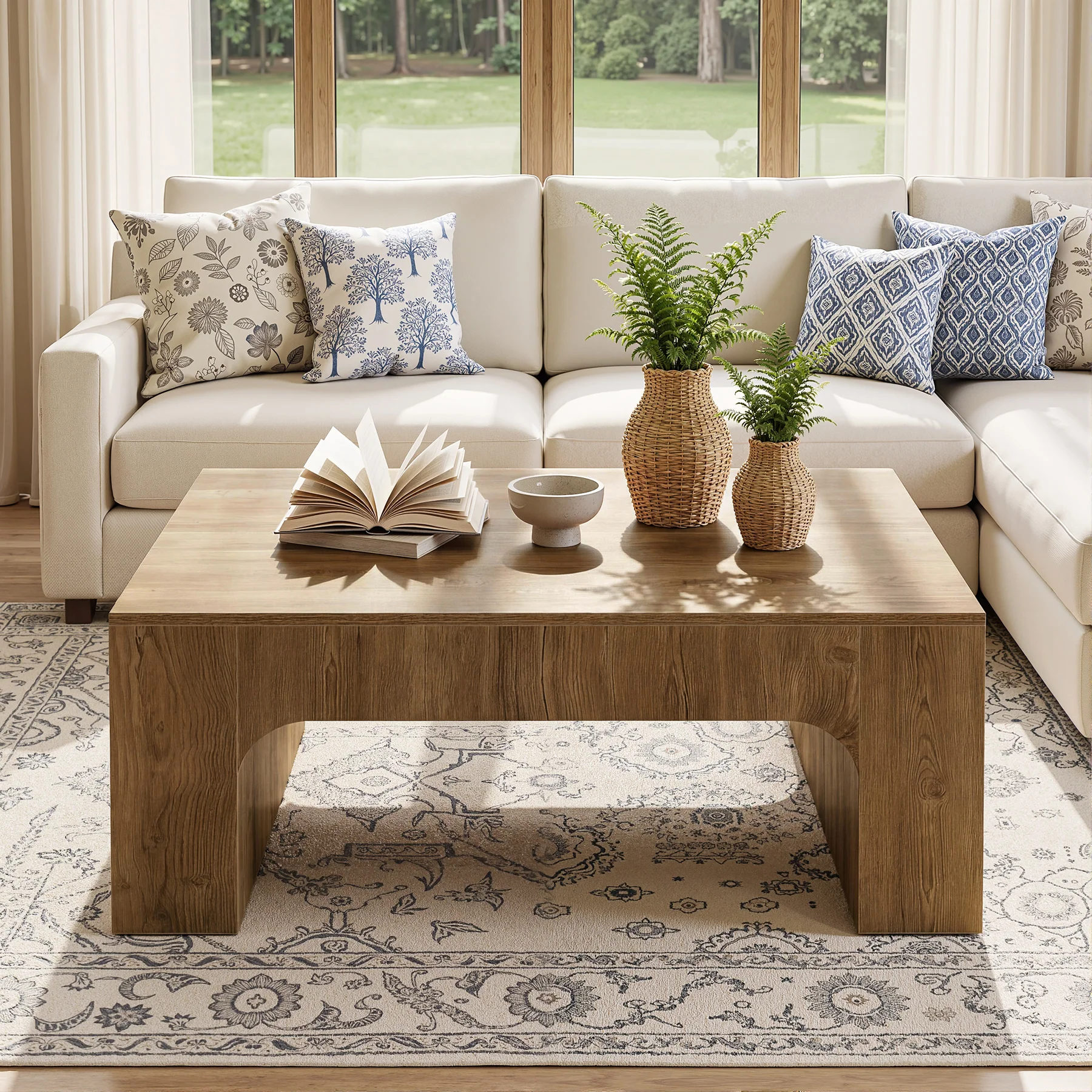 Tribesigns 39" Square Coffee Table, Wooden Farmhouse Center Table for Living Room - Image 11