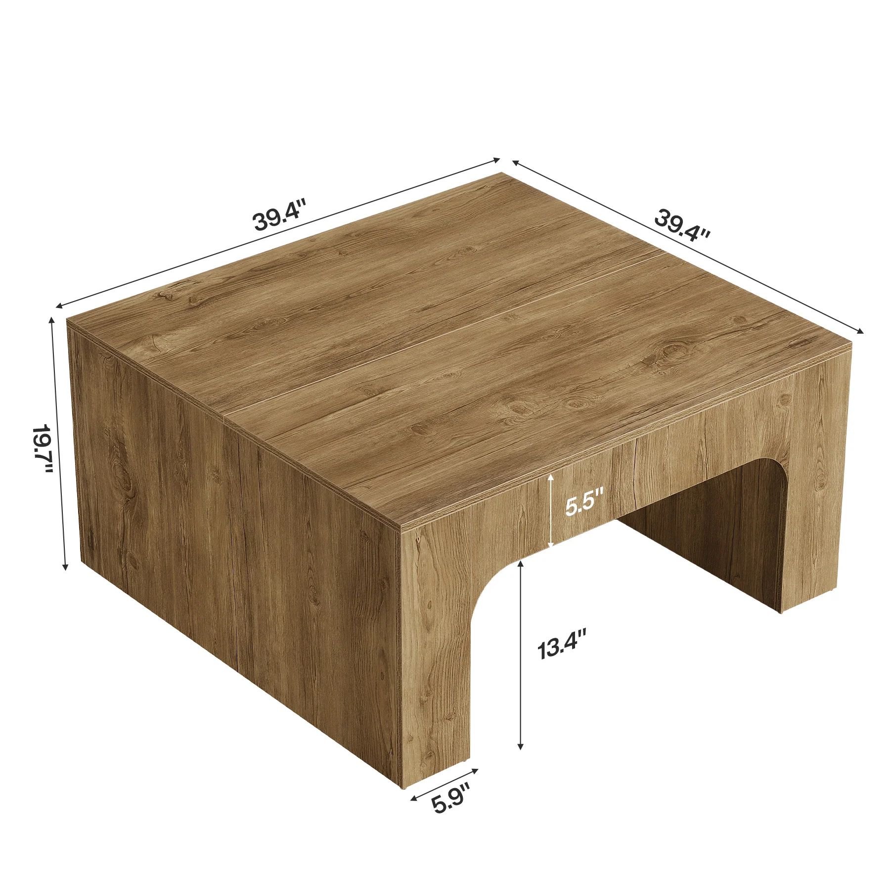 Tribesigns 39" Square Coffee Table, Wooden Farmhouse Center Table for Living Room - Image 2
