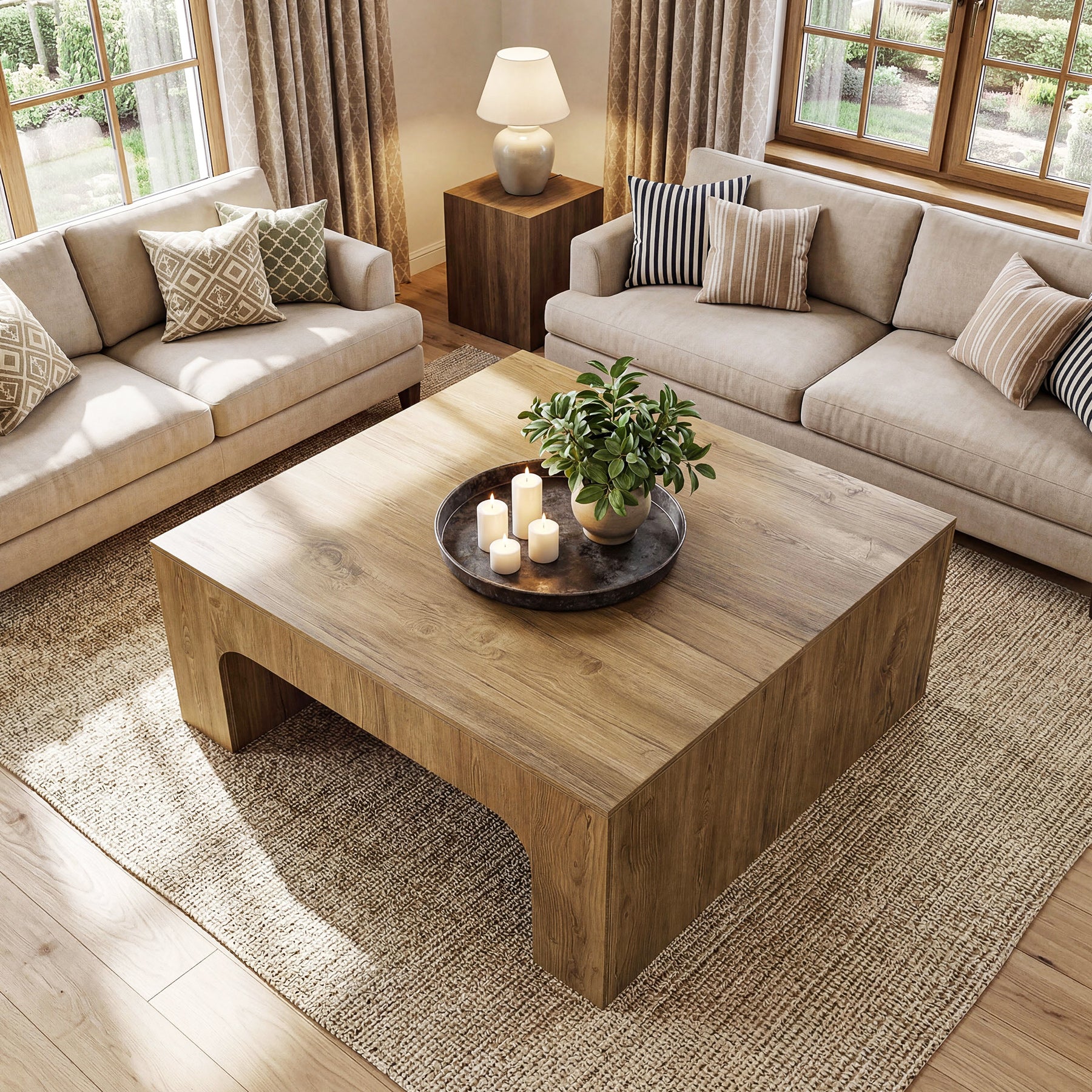 Tribesigns 39" Square Coffee Table, Wooden Farmhouse Center Table for Living Room - Image 5