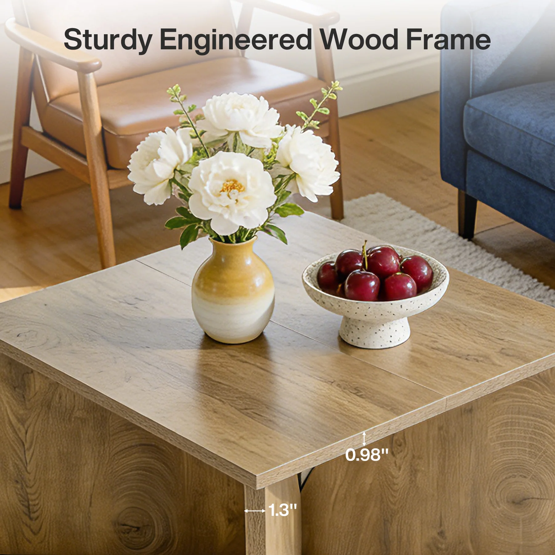 Tribesigns 31.5" Square Coffee Table, Farmhouse Accent Table for Living Room - Image 11