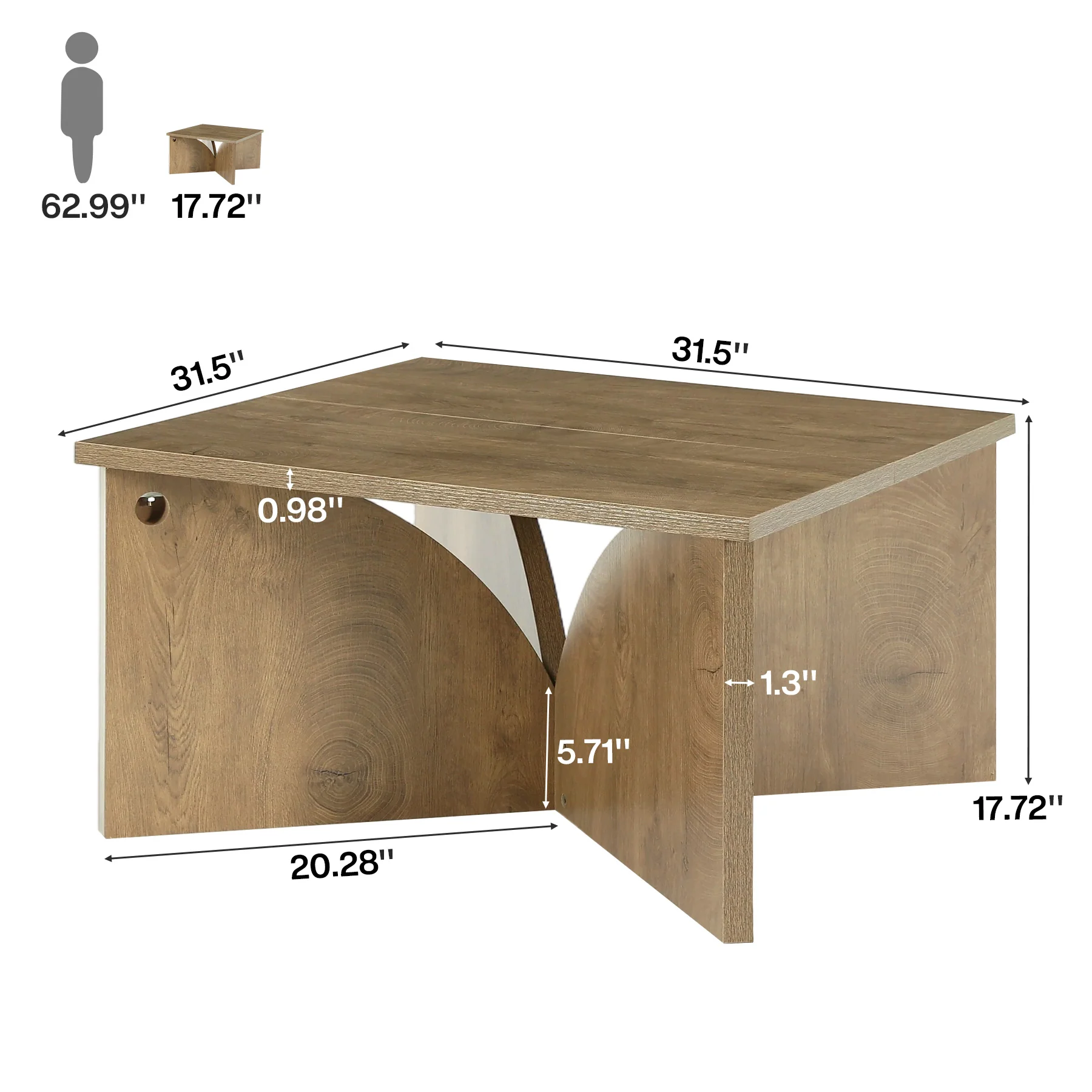 Tribesigns 31.5" Square Coffee Table, Farmhouse Accent Table for Living Room - Image 2