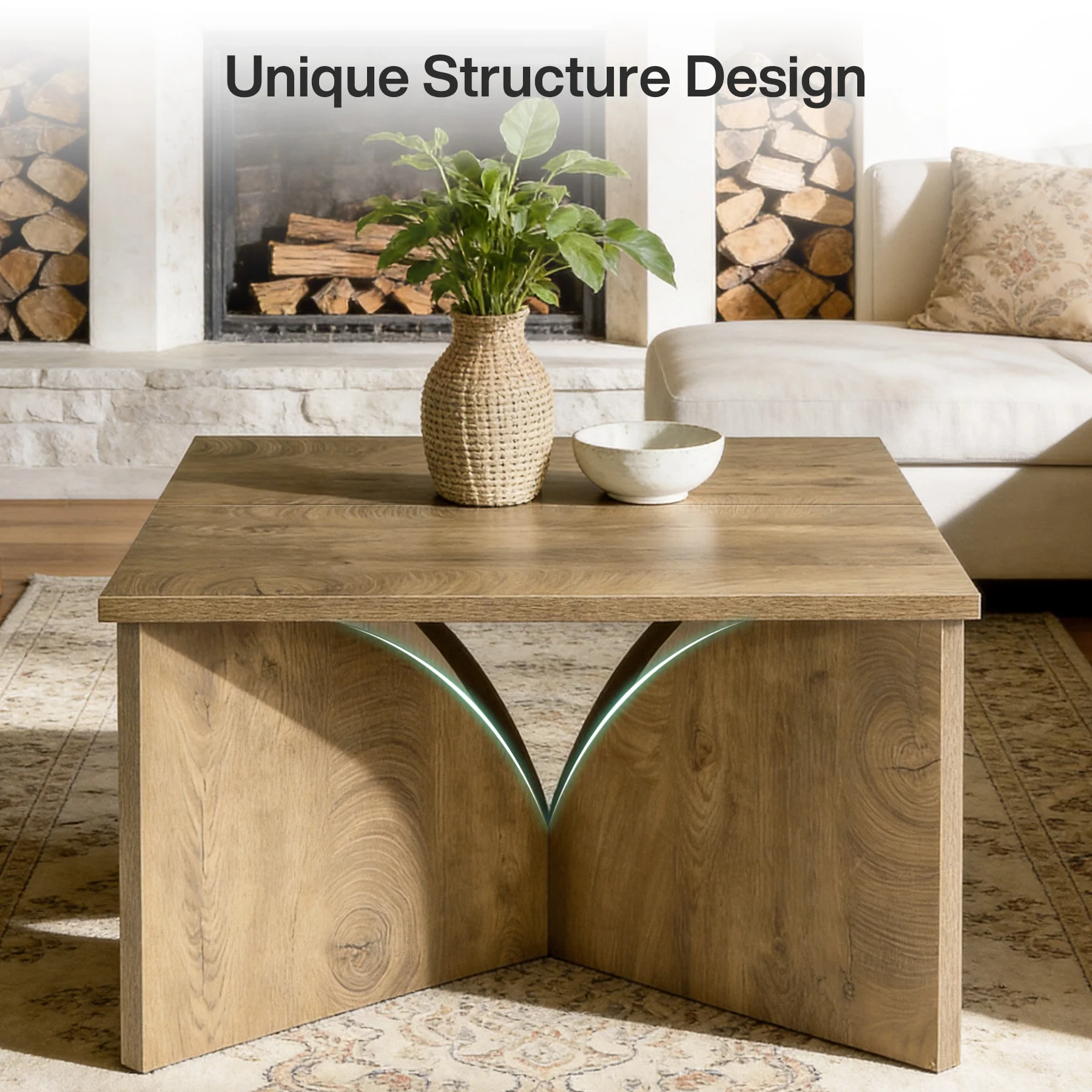 Tribesigns 31.5" Square Coffee Table, Farmhouse Accent Table for Living Room - Image 3