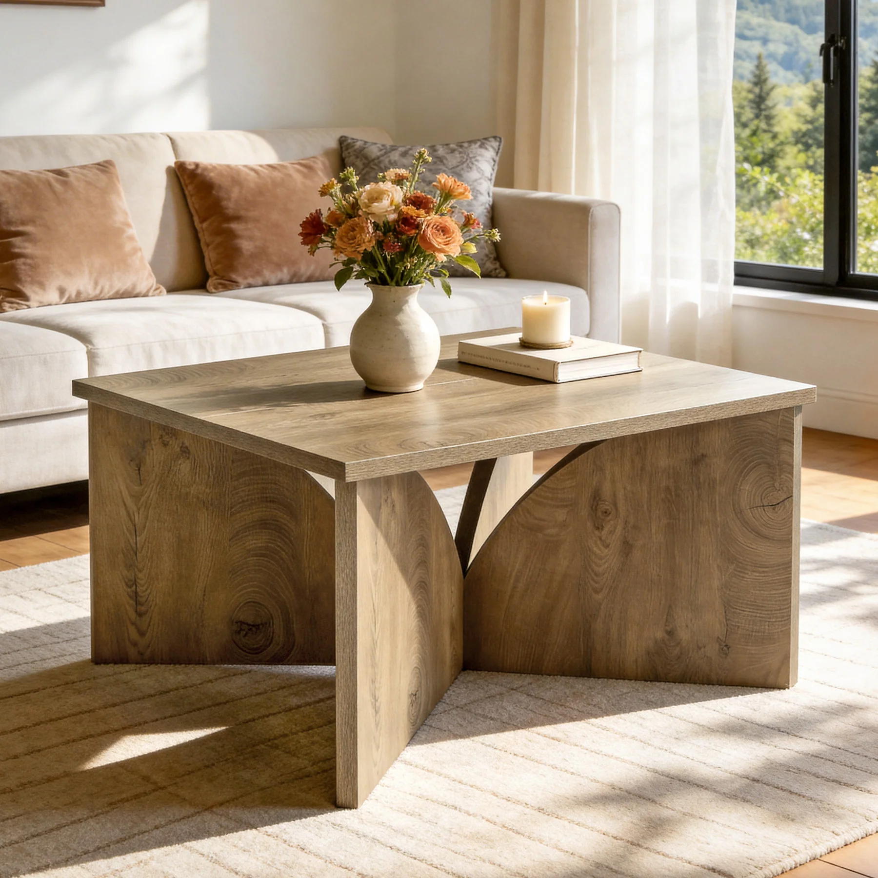 Tribesigns 31.5" Square Coffee Table, Farmhouse Accent Table for Living Room - Image 5