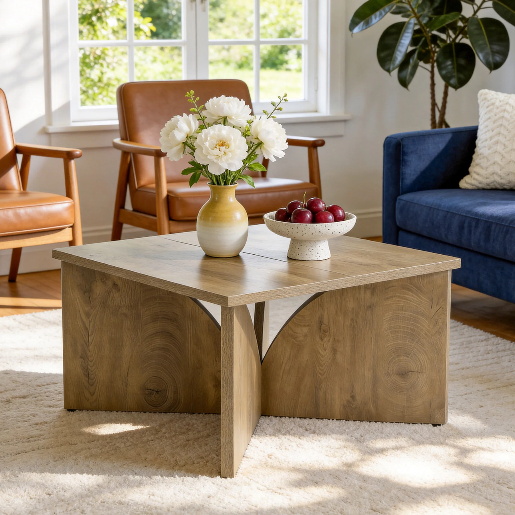Tribesigns 31.5" Square Coffee Table, Farmhouse Accent Table for Living Room - Image 8
