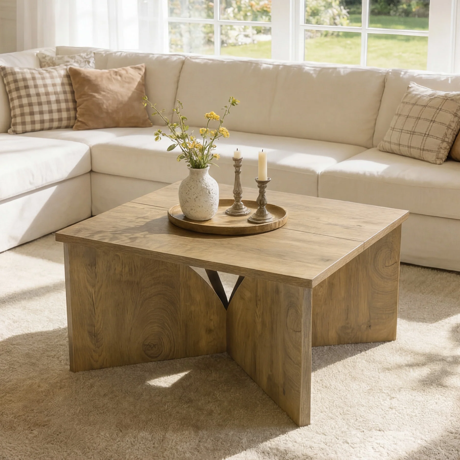 Tribesigns 31.5" Square Coffee Table, Farmhouse Accent Table for Living Room - Image 9