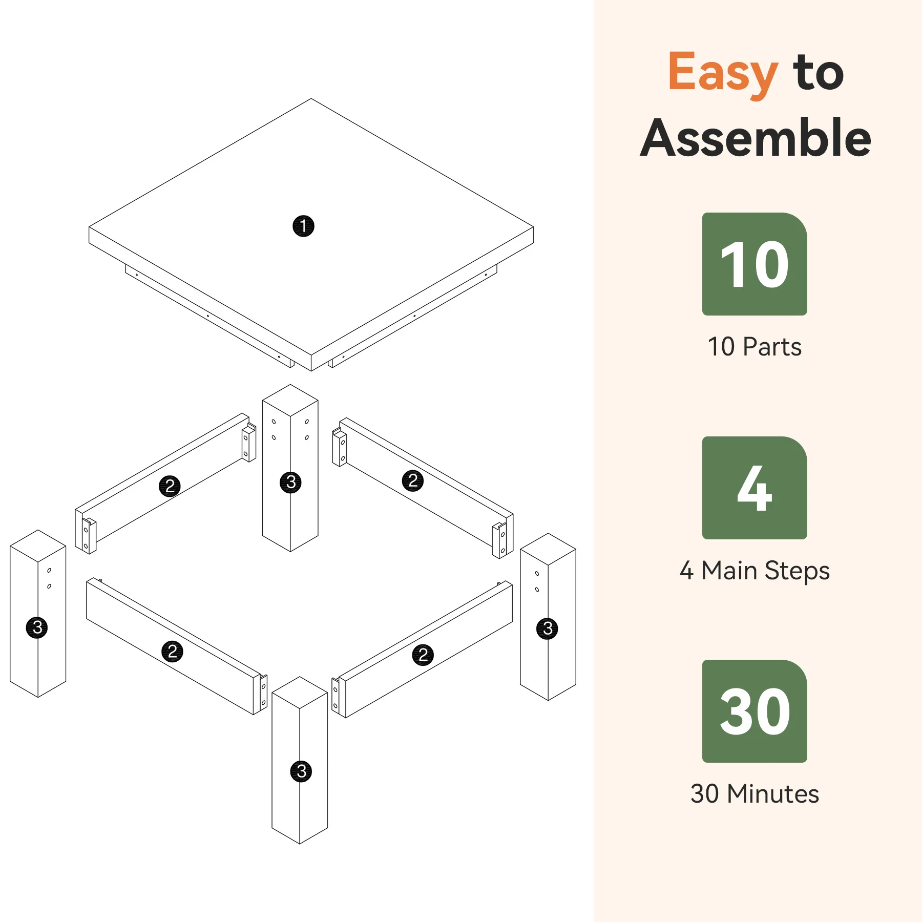 Tribesigns 31.5" Square Coffee Table with Solid Wood Build, Farmhouse Table for Living Room and Small Spaces - Image 10