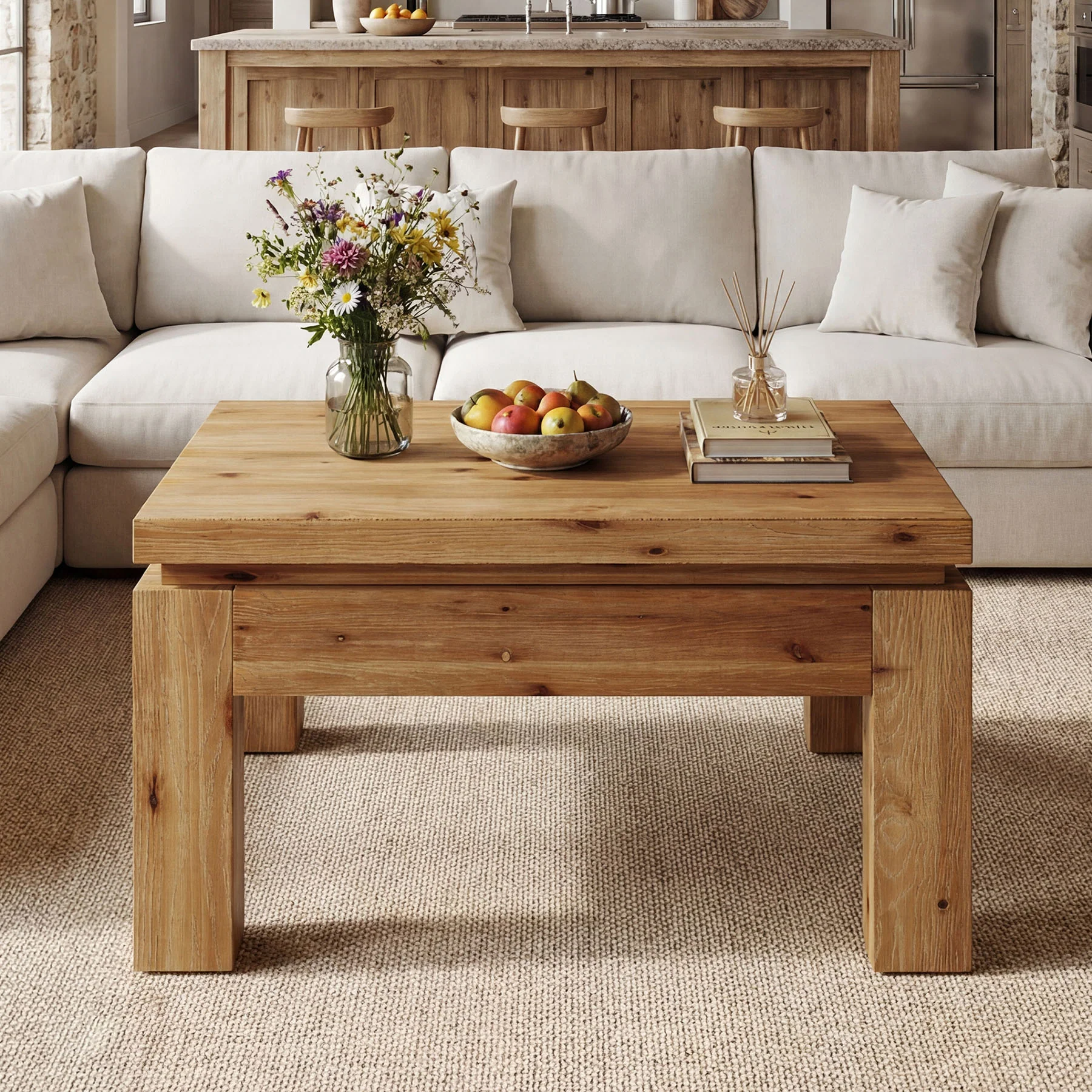 Tribesigns 31.5" Square Coffee Table with Solid Wood Build, Farmhouse Table for Living Room and Small Spaces - Image 8