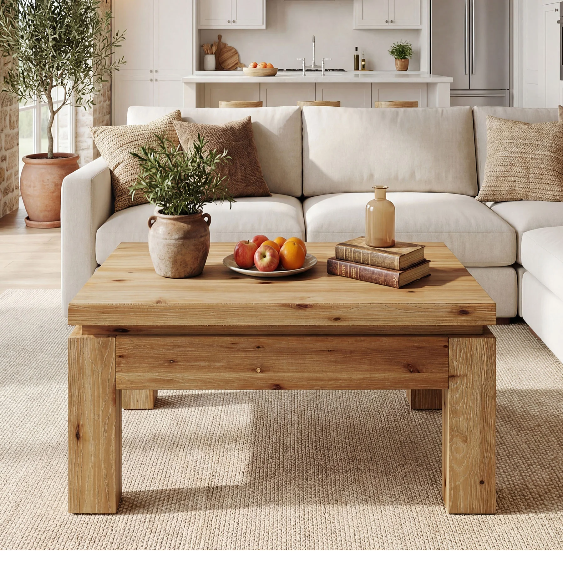 Tribesigns 31.5" Square Coffee Table with Solid Wood Build, Farmhouse Table for Living Room and Small Spaces - Image 9