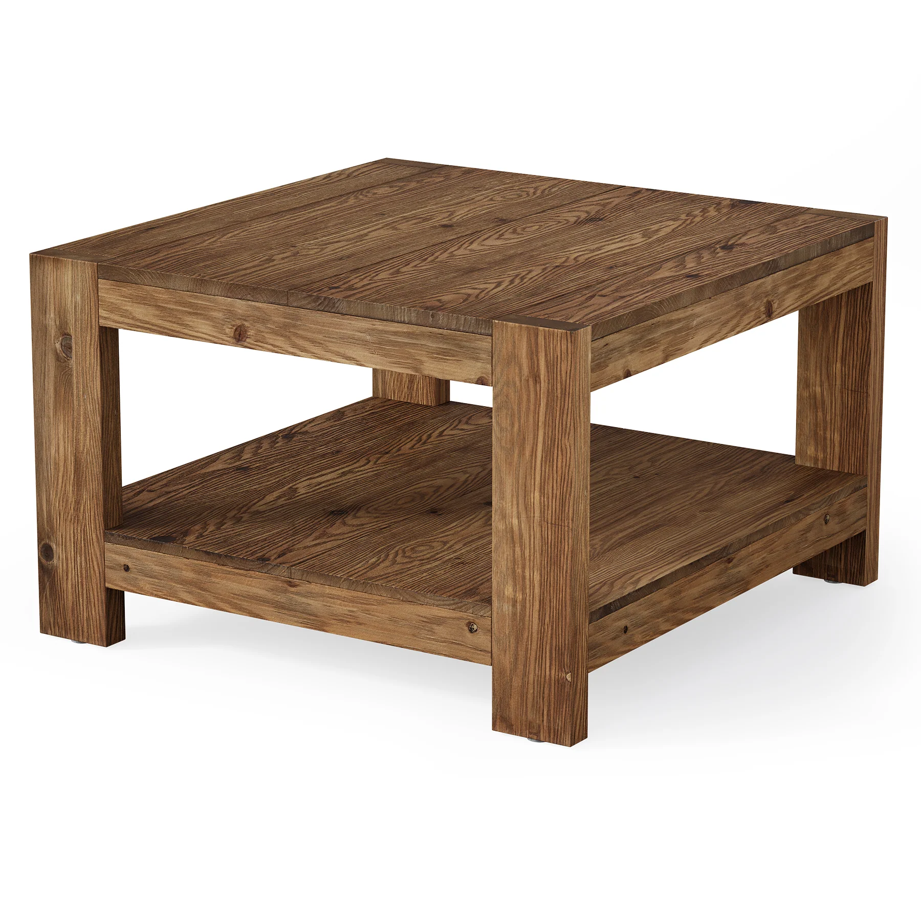 31.5" Wood Coffee Table, Square Farmhouse Center Table with Storage Shelf - Image 9