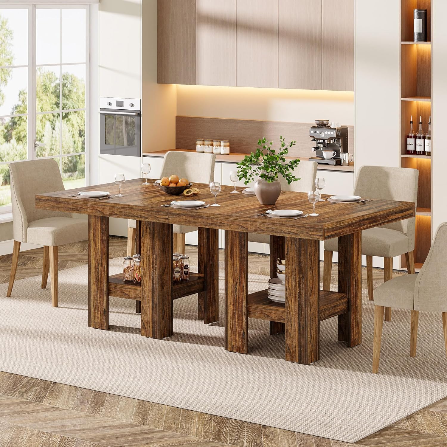 31.5" Dining Table, Square Kitchen Table with Shelf Storage for 4 - Image 9