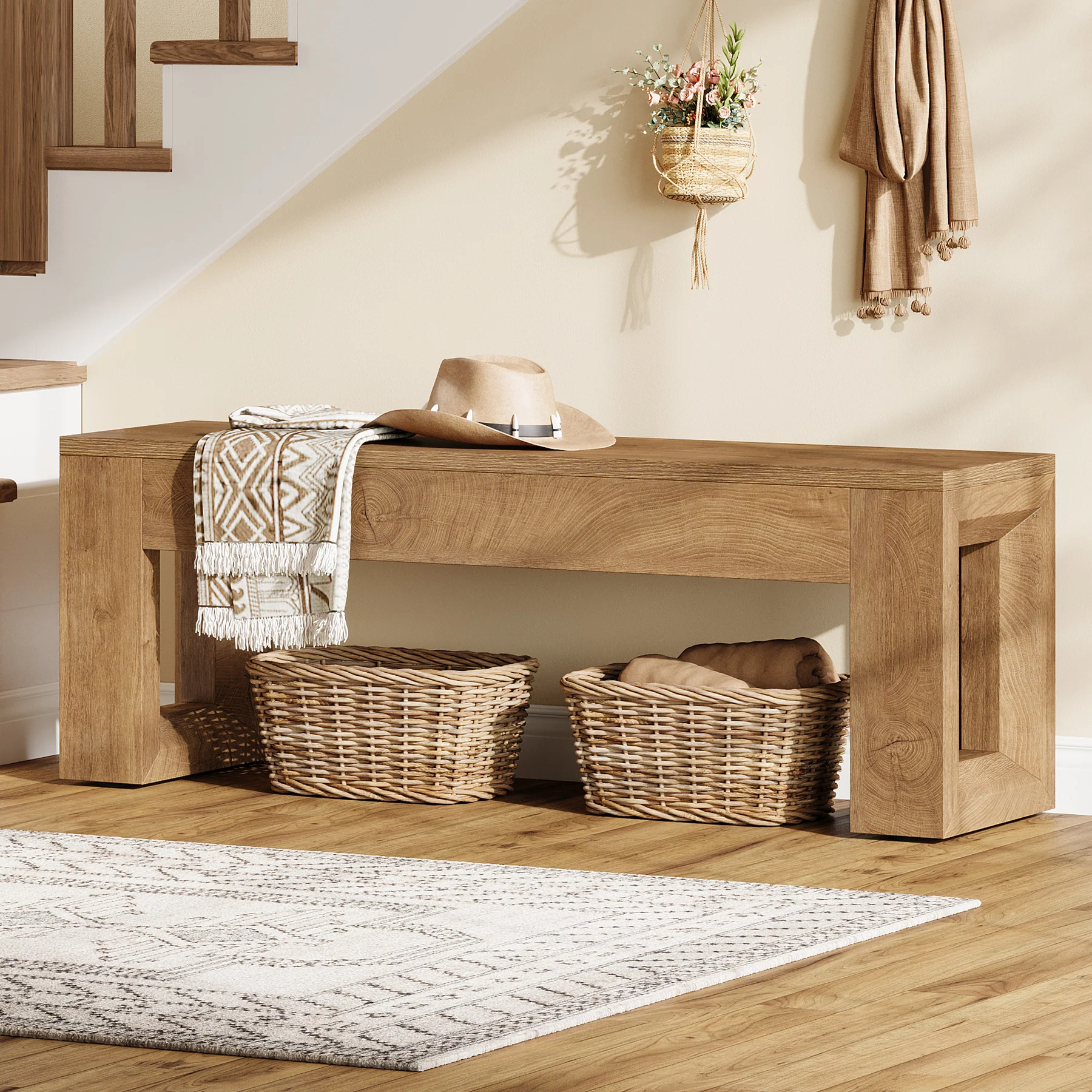 47" Entryway Bench, Sturdy Bench Seat End of Bed Bench - Image 8