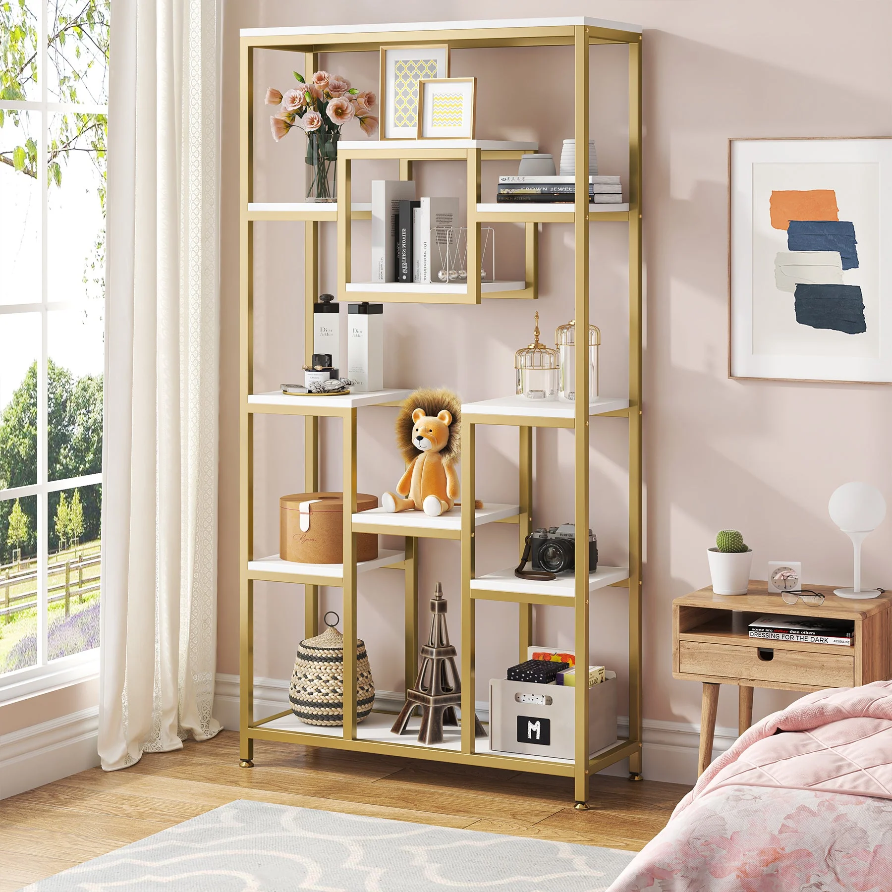 71" Tall Bookshelf, Modern 11-Tier Bookcase Display Shelf - Image 3
