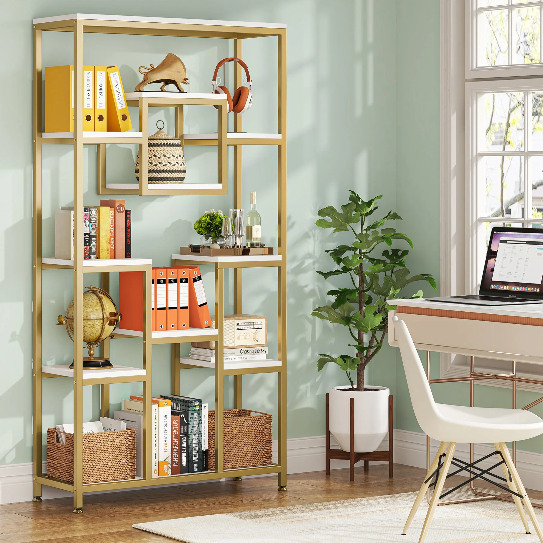 71" Tall Bookshelf, Modern 11-Tier Bookcase Display Shelf - Image 4