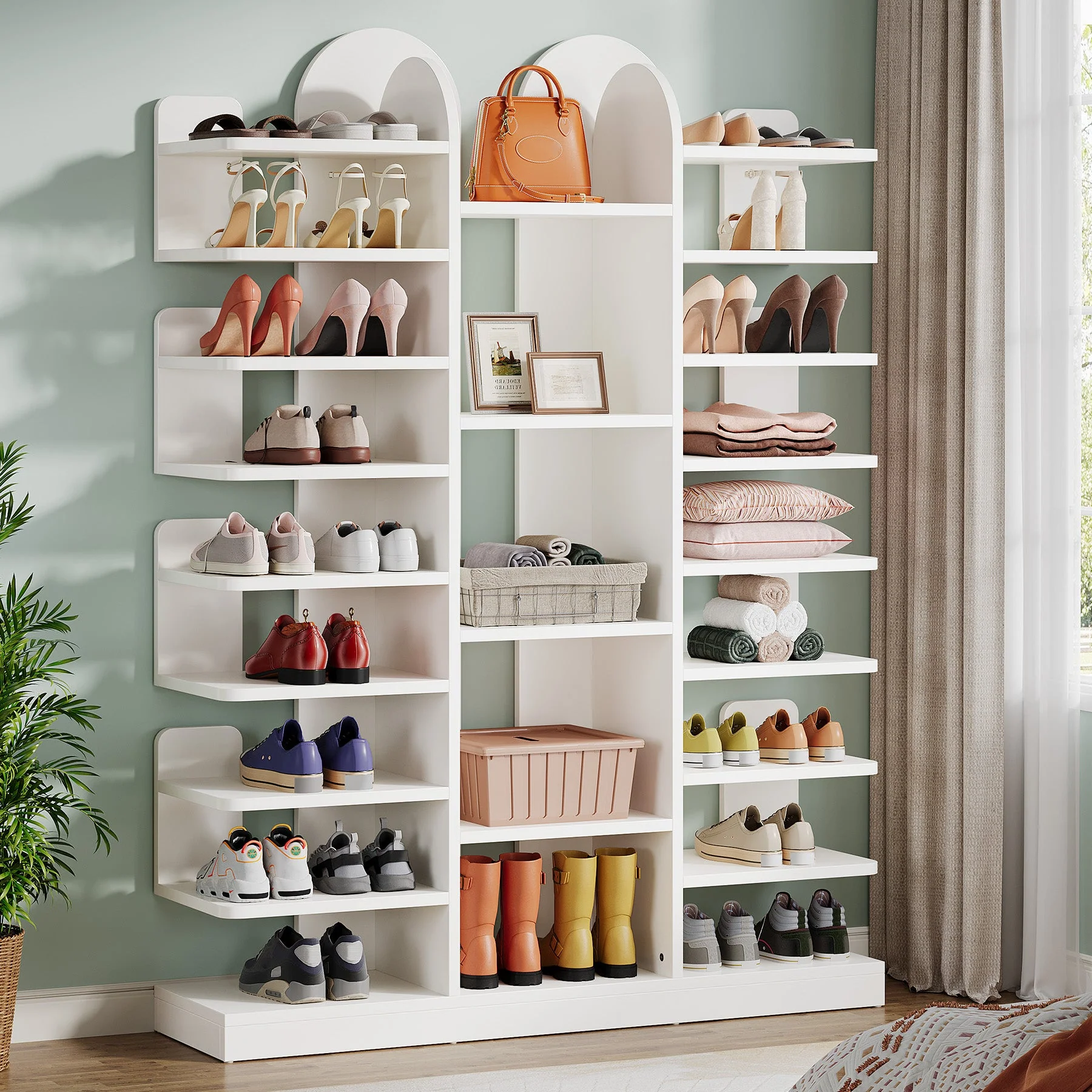13-Tier Shoe Rack, Freestanding Entryway Shoe Organizer with Open Shelves