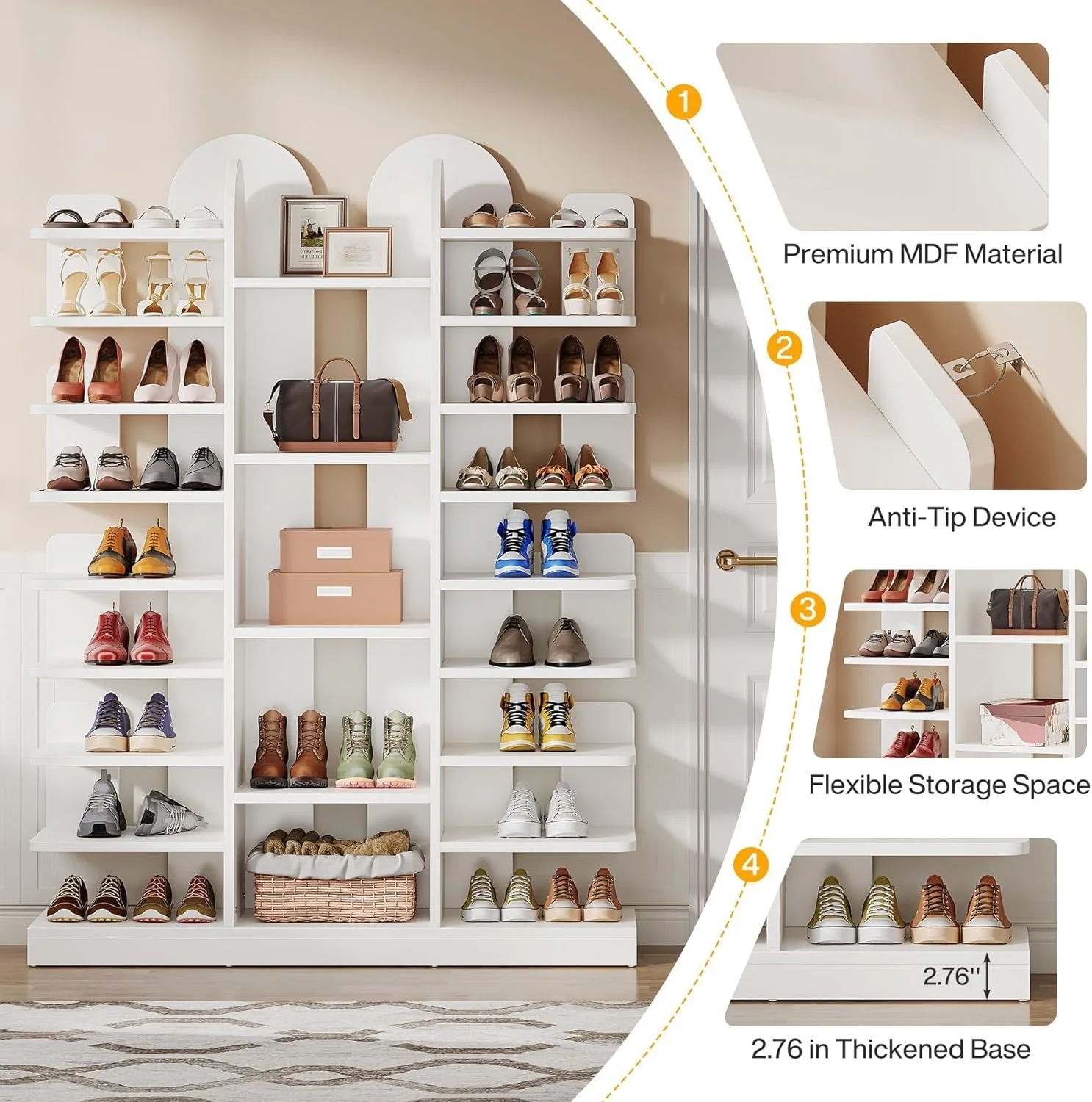 13-Tier Shoe Rack, Freestanding Entryway Shoe Organizer with Open Shelves - Image 8