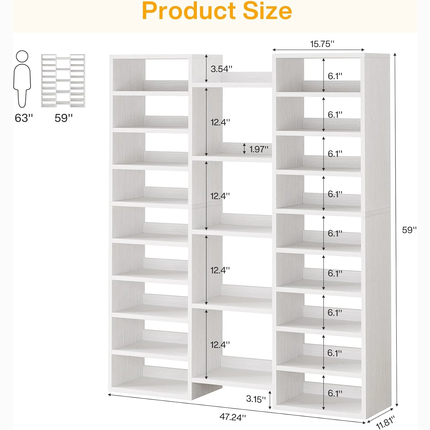 Tribesigns 14-Tier Tall Shoe Rack, Freestanding Wooden Shoe Organizer for Closet and Entryway - Image 2