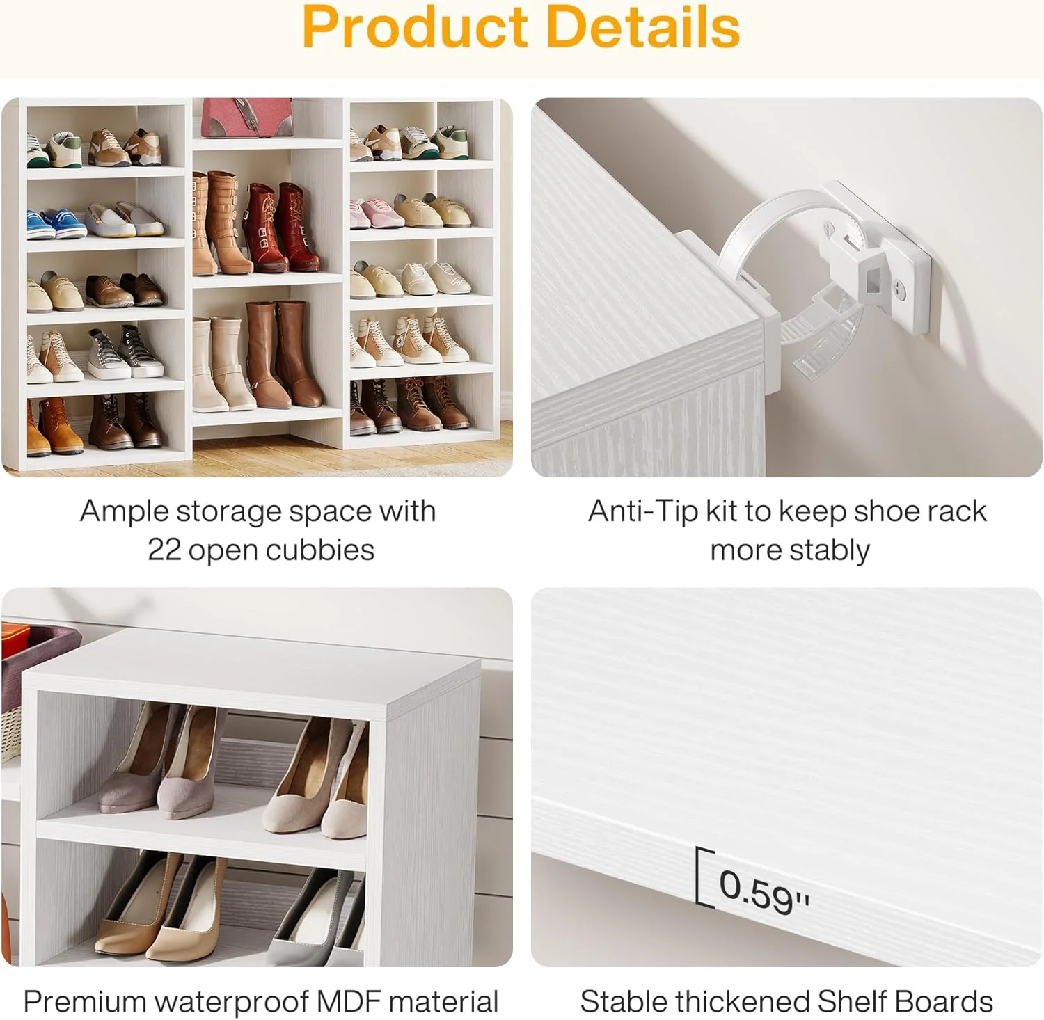 Tribesigns 14-Tier Tall Shoe Rack, Freestanding Wooden Shoe Organizer for Closet and Entryway - Image 4