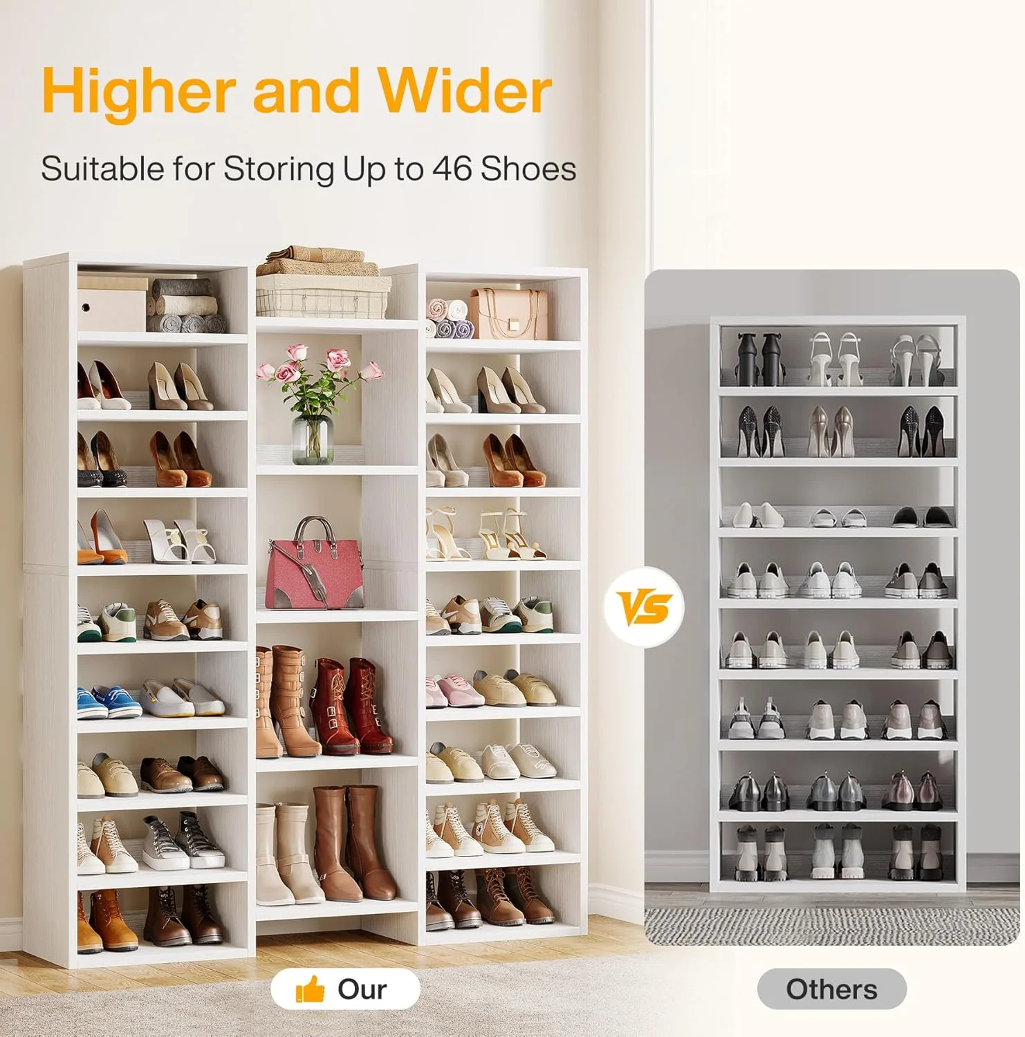 Tribesigns 14-Tier Tall Shoe Rack, Freestanding Wooden Shoe Organizer for Closet and Entryway - Image 8