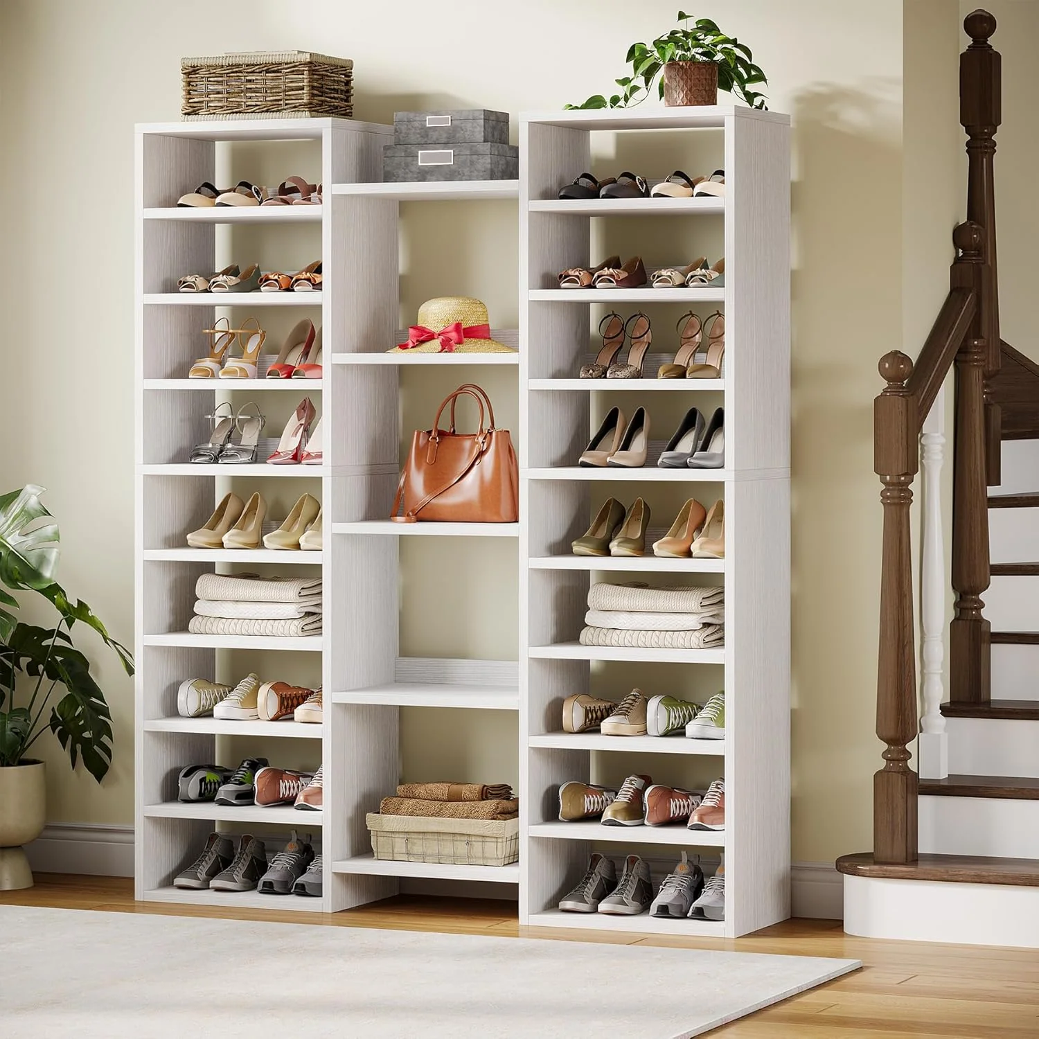 Tribesigns 14-Tier Tall Shoe Rack, Freestanding Wooden Shoe Organizer for Closet and Entryway - Image 9