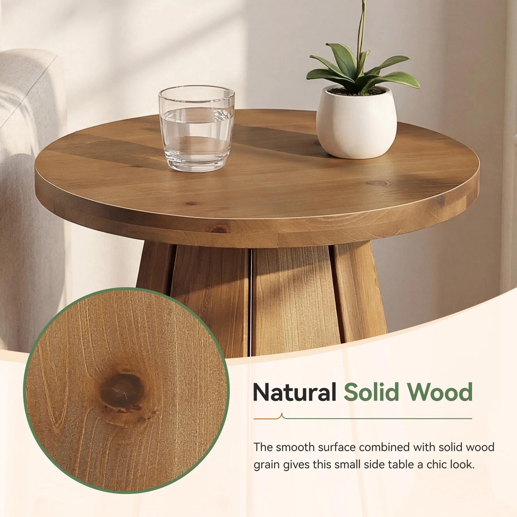 Tribesigns 19.69" Small Round End Table, Mid Century Accent Table for Living Room - Image 11