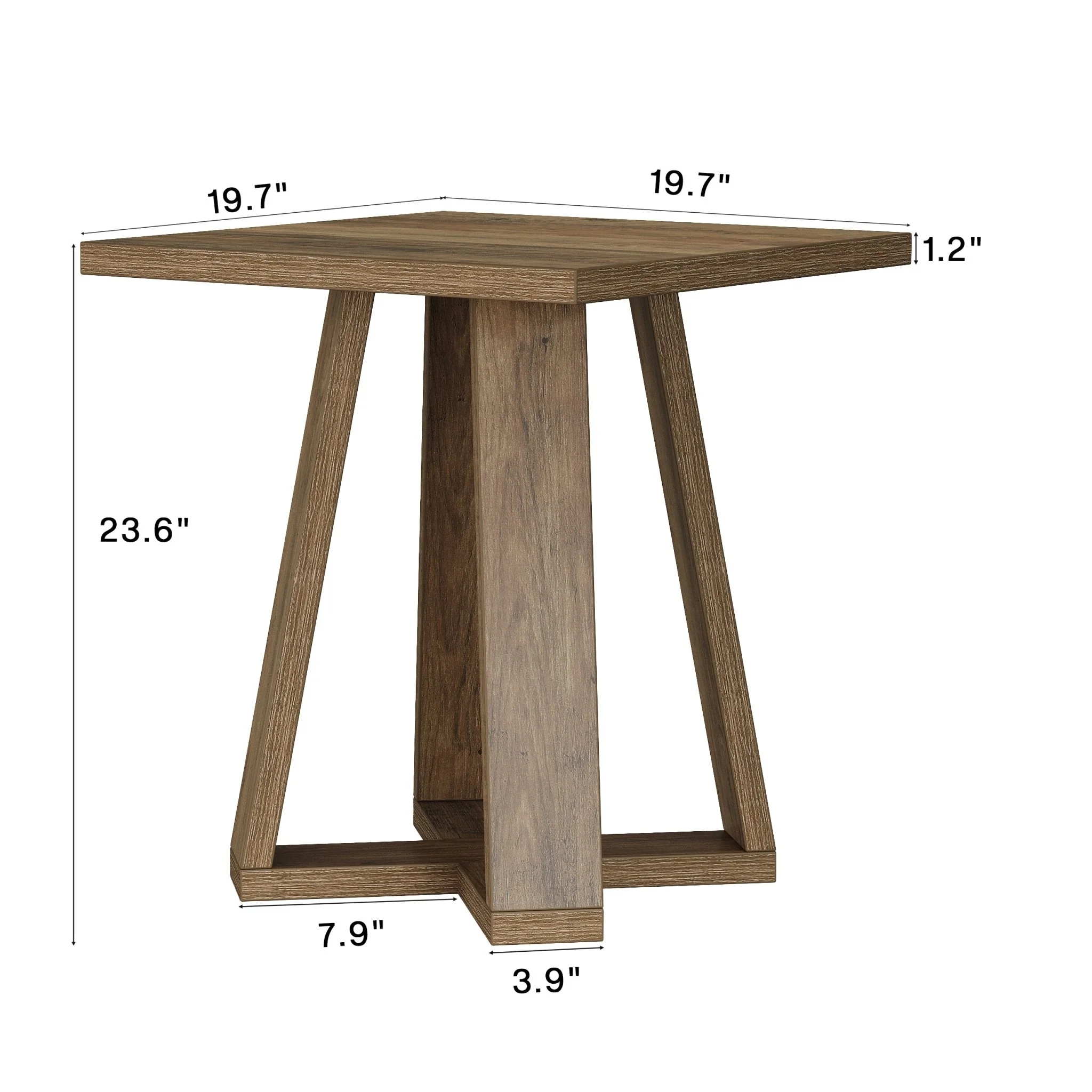 19.7" Farmhouse End Table, Cross Leg Square Side Table for Living Room - Image 2