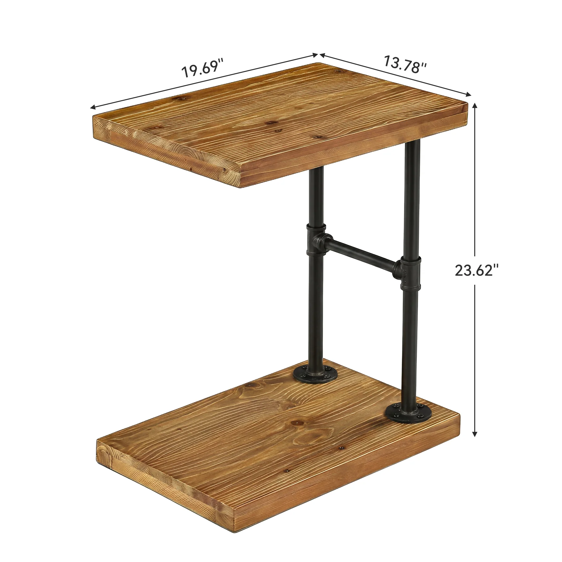 Tribesigns Narrow Solid Wood Nightstand, C-Shaped Bedside Table for Bedroom - Image 2