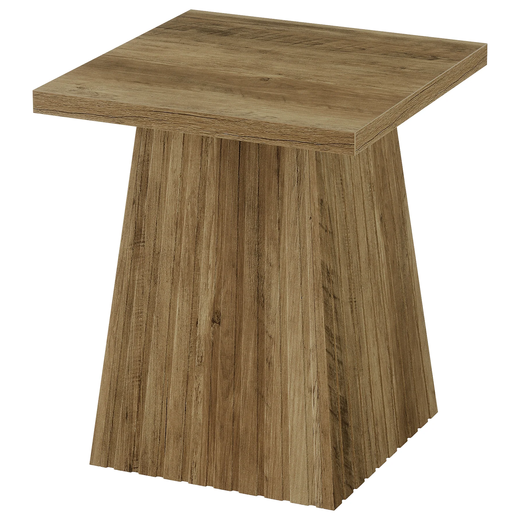 19.7" Square End Table, Modern Rustic Side Table with Fluted Base for Small Space - Image 8