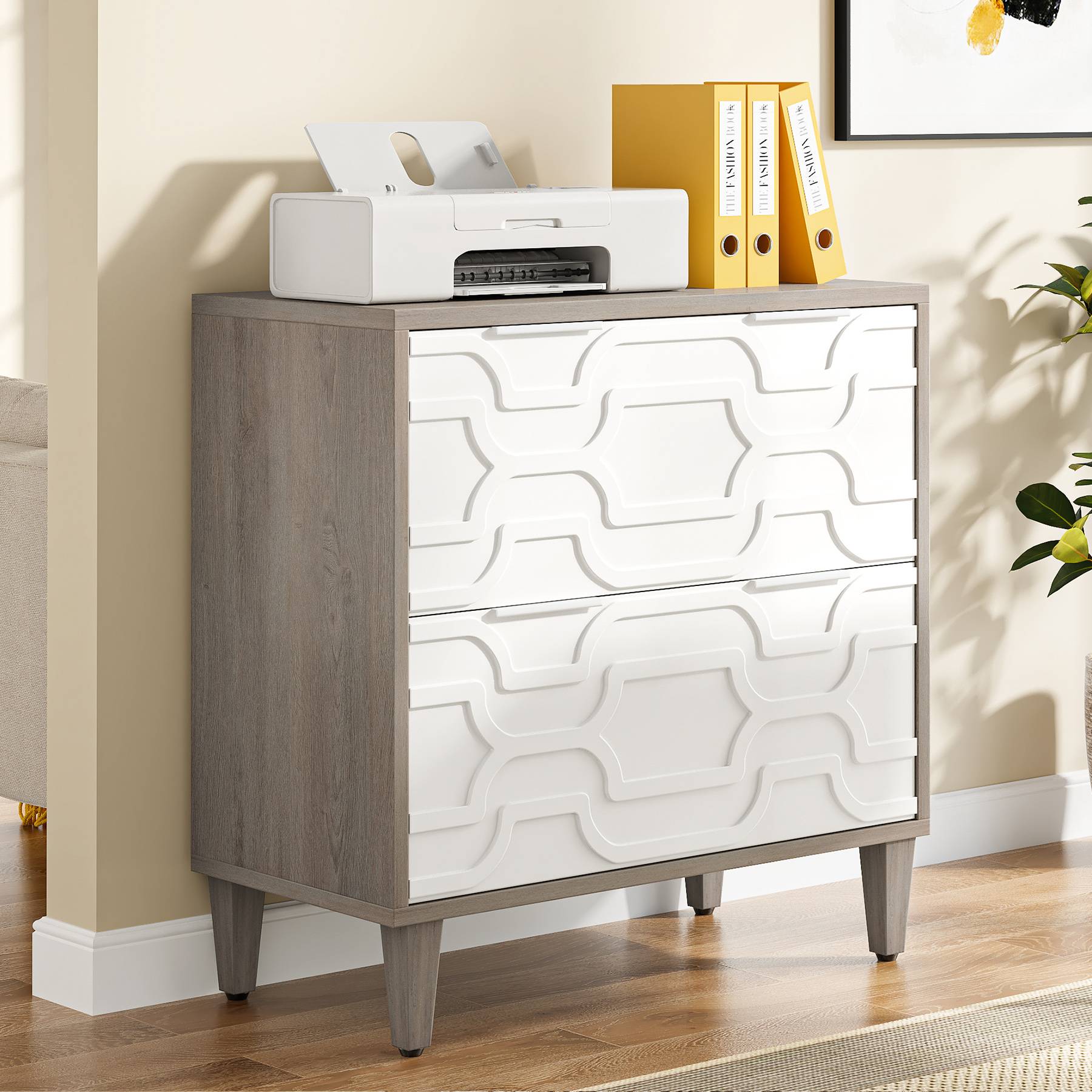 Wood File Cabinet, 2-Drawer Storage Cabinet for A4/Letter/Legal Size - Image 6