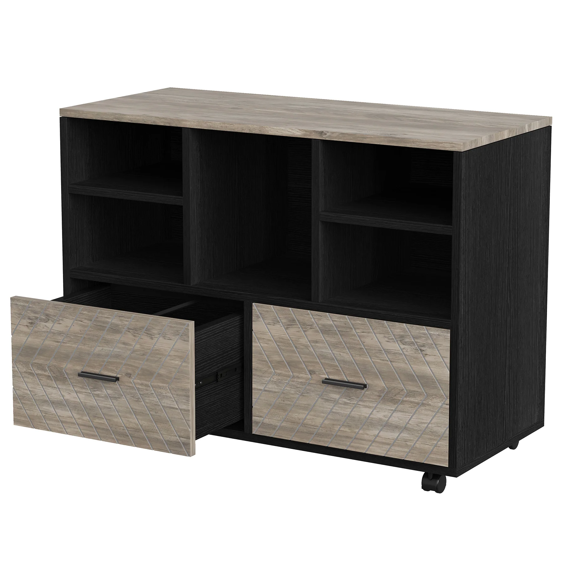2-Drawer File Cabinet, Mobile Lateral Filing Cabinet with Shelves - Image 11