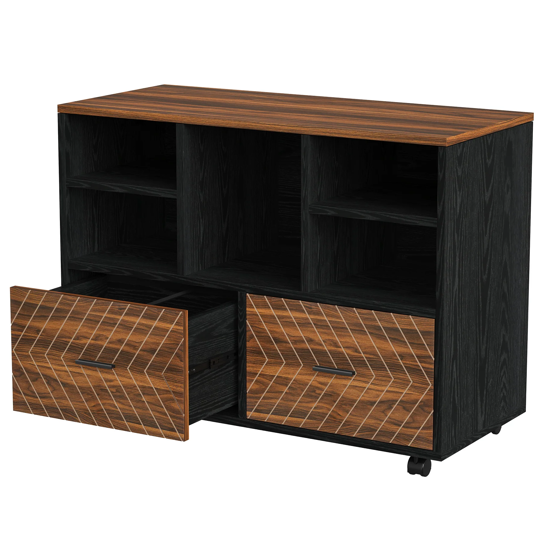 2-Drawer File Cabinet, Mobile Lateral Filing Cabinet with Shelves - Image 13