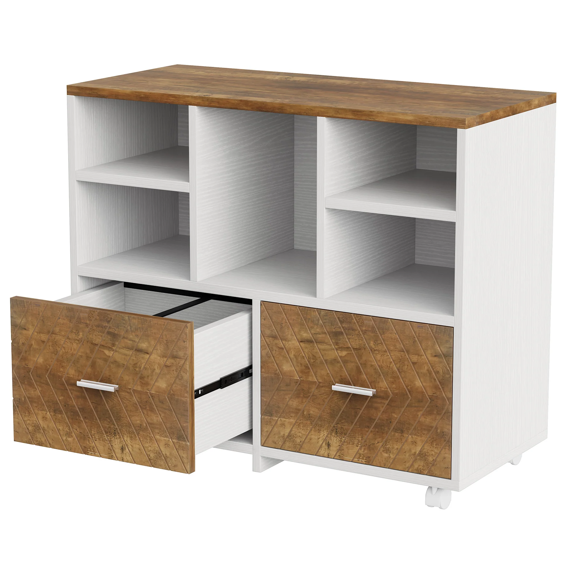 2-Drawer File Cabinet, Mobile Lateral Filing Cabinet with Shelves - Image 14