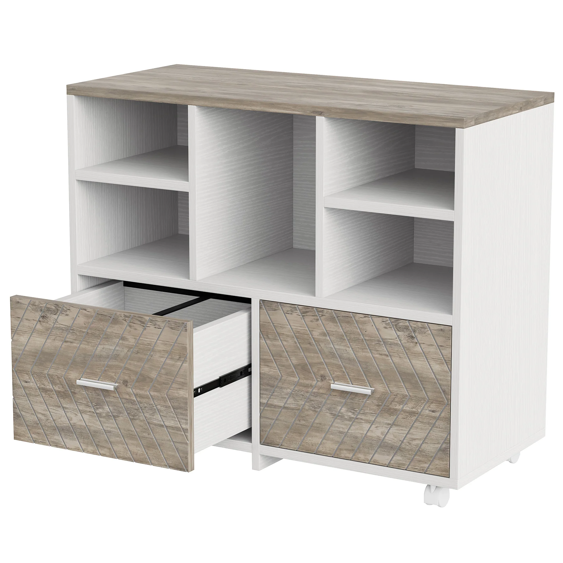 2-Drawer File Cabinet, Mobile Lateral Filing Cabinet with Shelves - Image 9
