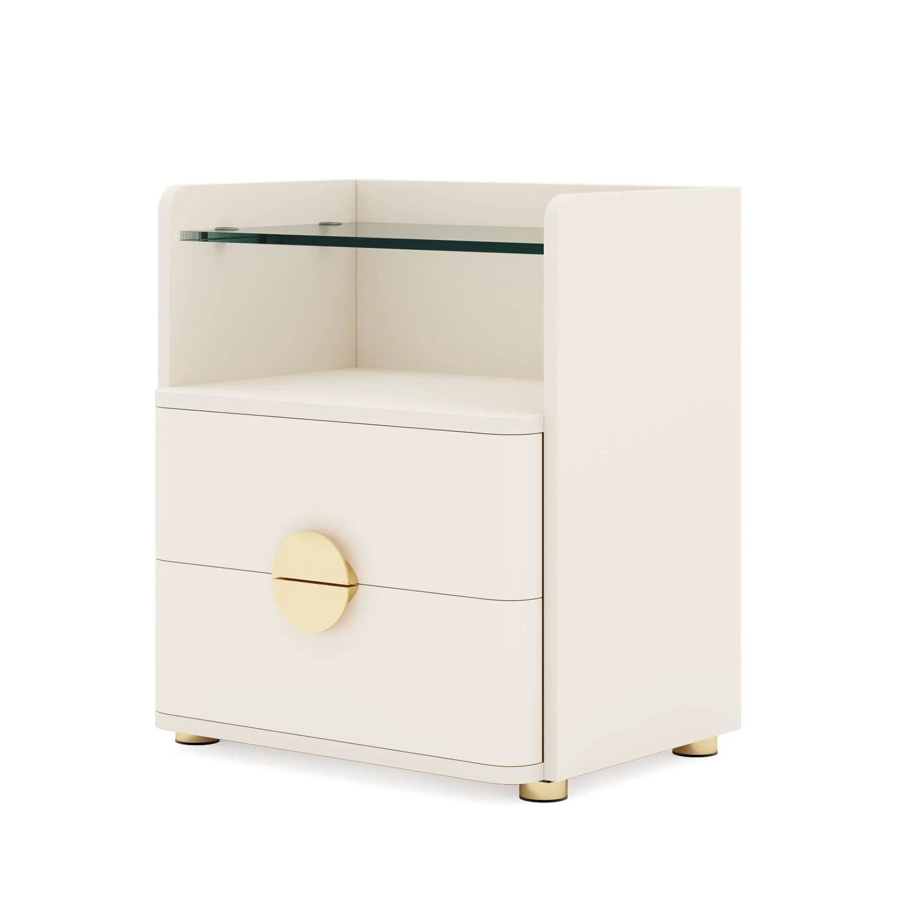 2-Drawer Nightstand, Modern Bedside Table with Open Storage - Image 9