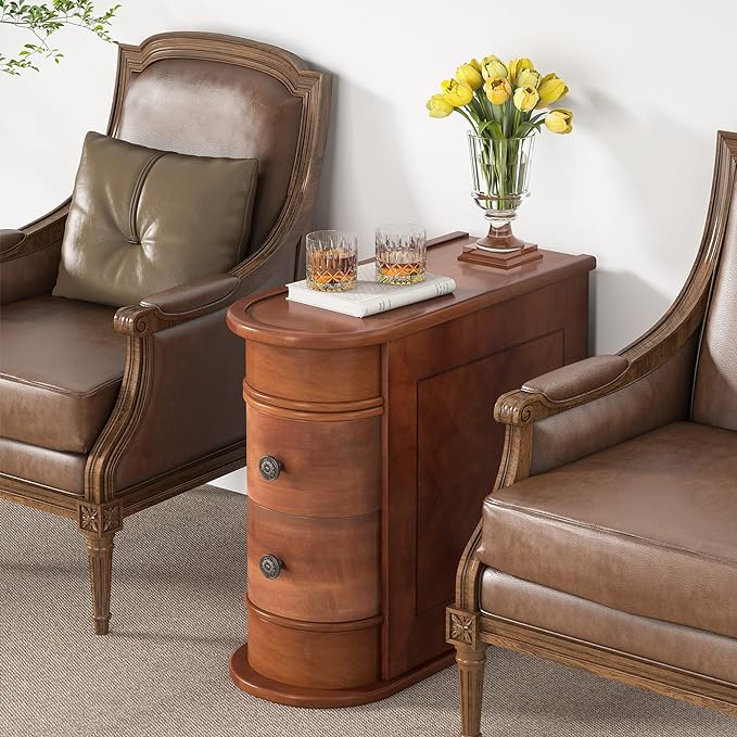 End Table with 2 Drawers, Sofa Side Table with Storage, No Assembly Required - Image 4