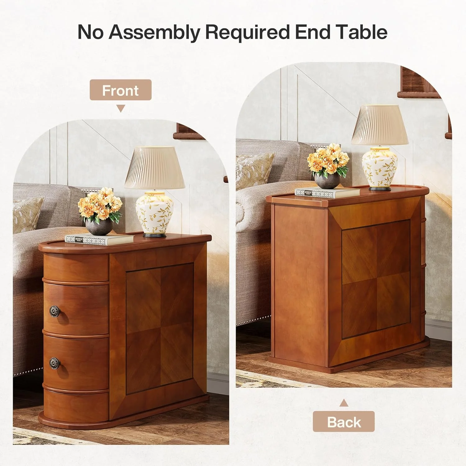 End Table with 2 Drawers, Sofa Side Table with Storage, No Assembly Required - Image 5