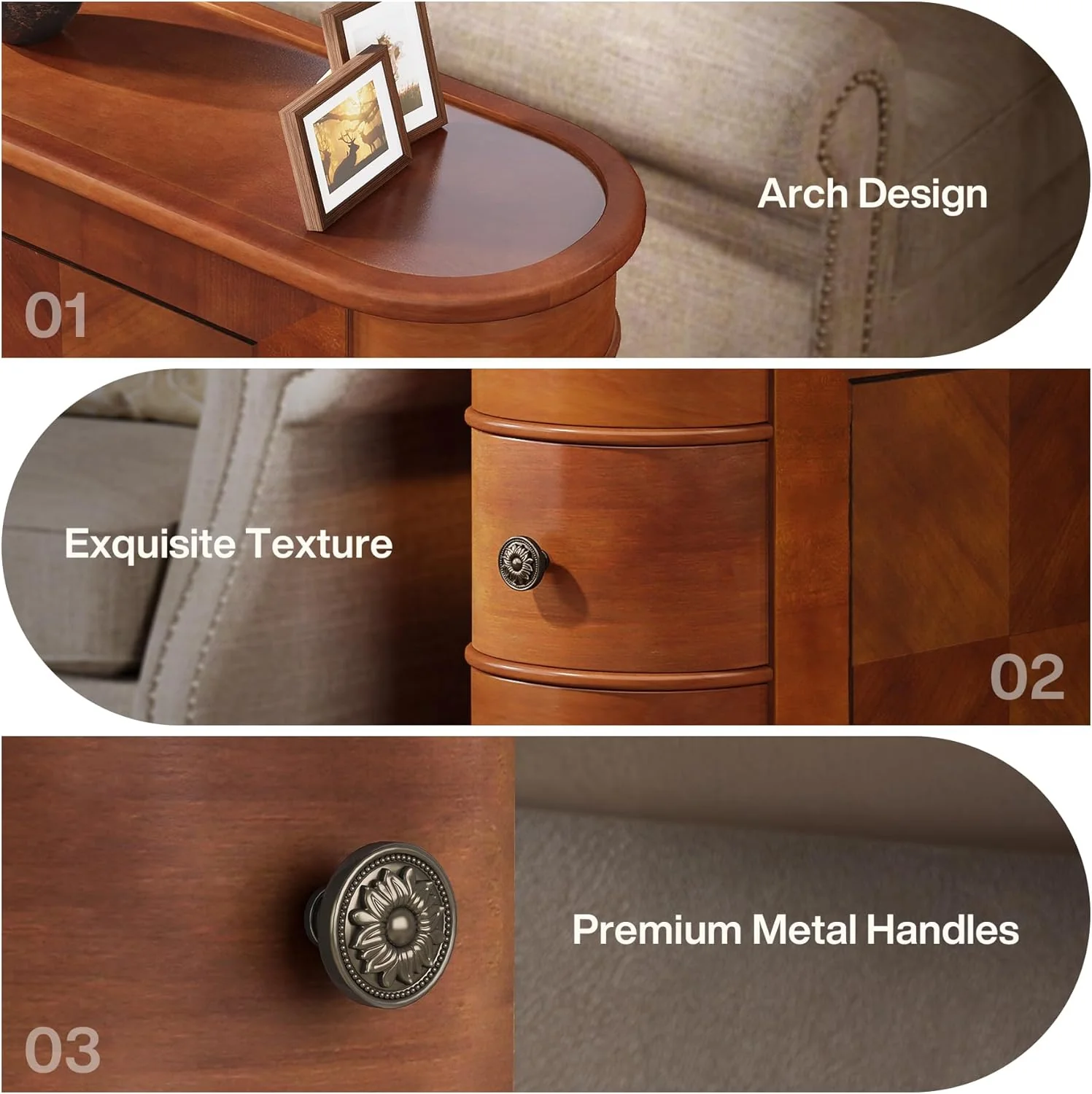 End Table with 2 Drawers, Sofa Side Table with Storage, No Assembly Required - Image 6