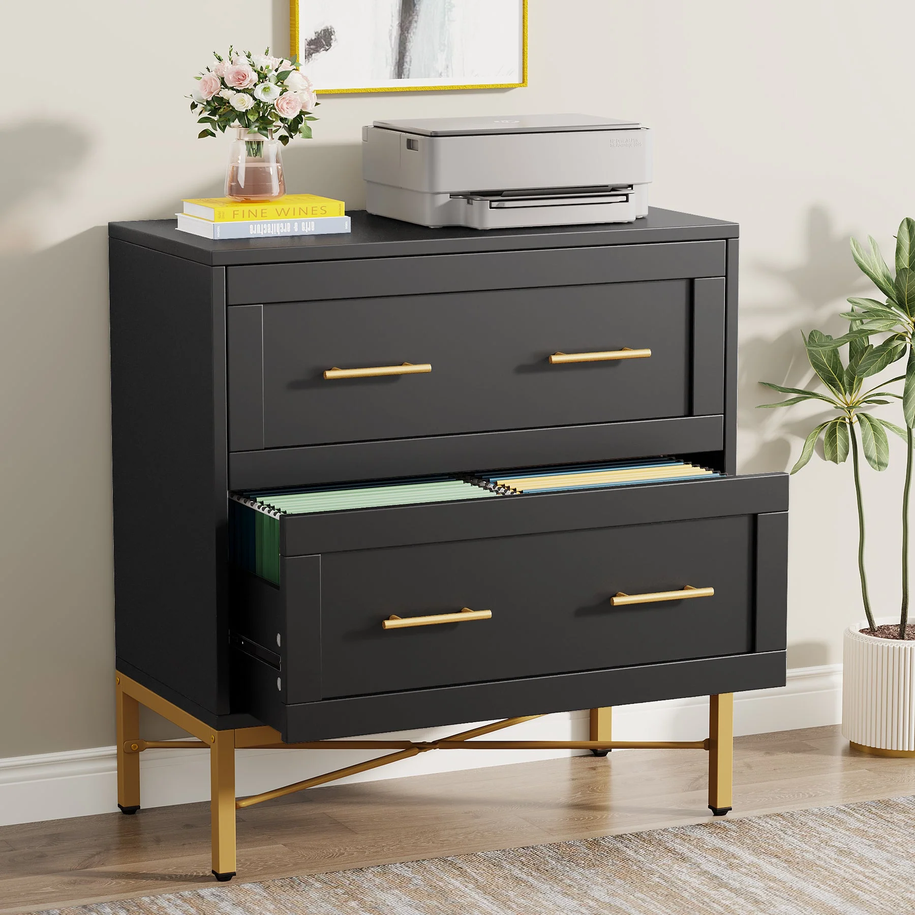 2-Drawer File Cabinet, Lateral Storage Cabinet Printer Stand - Image 7
